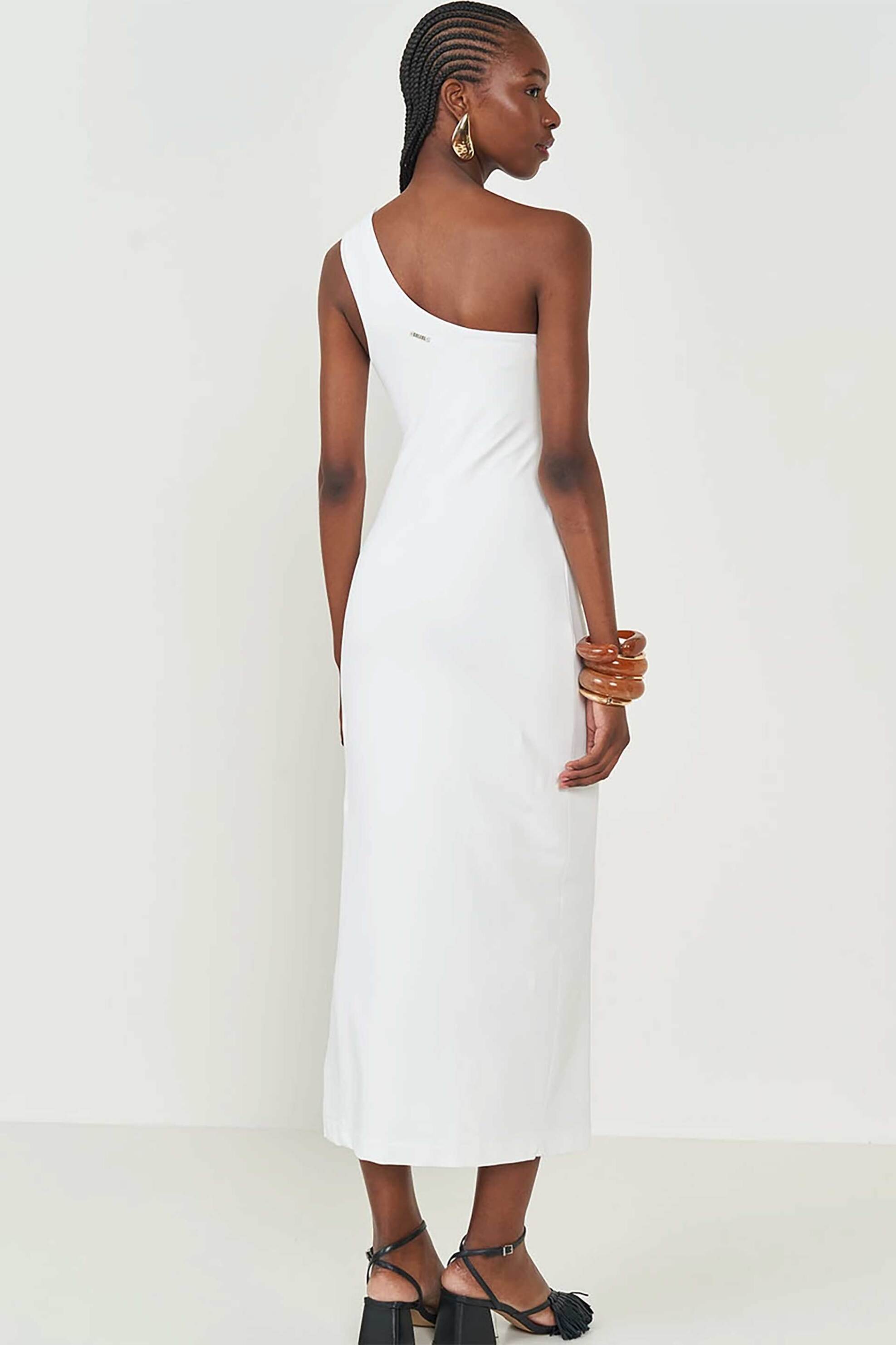 COLCCI Colcci γυναικείο midi αμάνικο φόρεμα με cut out και off-shoulder σχέδιο - 044.01.14562 Λευκό - 3