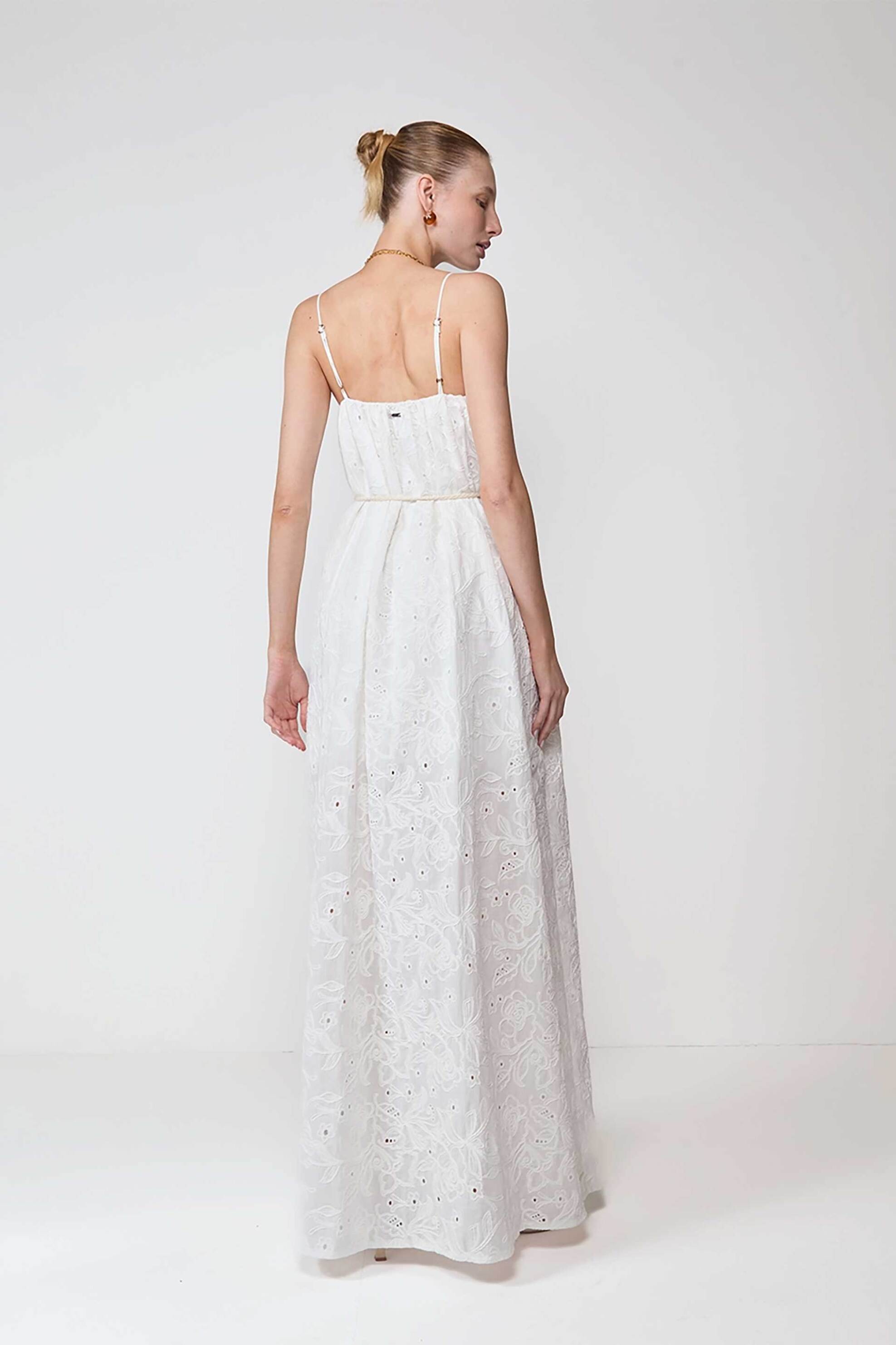 COLCCI Colcci γυναικείο maxi φόρεμα με κέντημα - 044.01.14917 Λευκό - 2