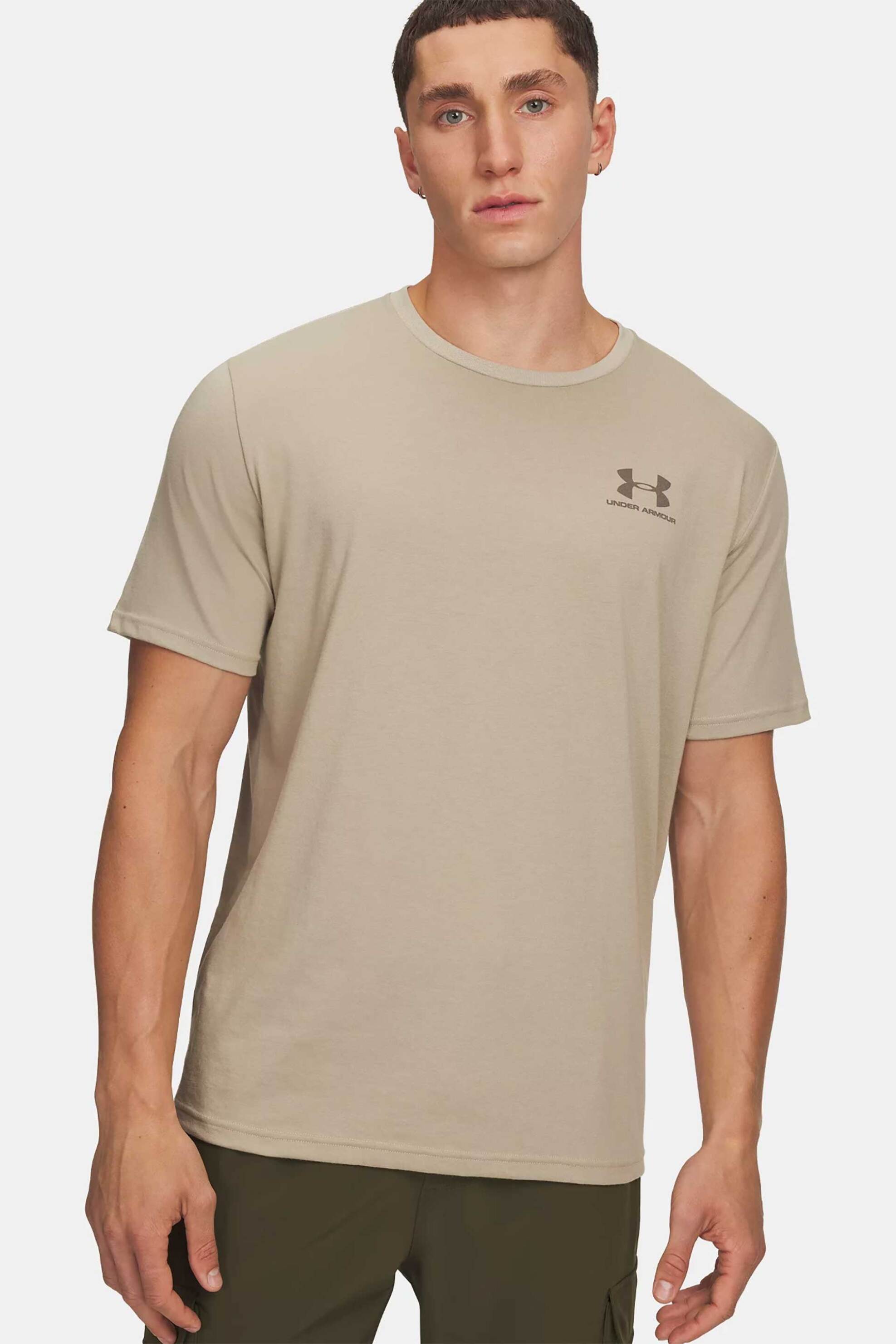 Under Armour ανδρικό T-shirt "Left Chest Logo" - 1326799 Μπεζ