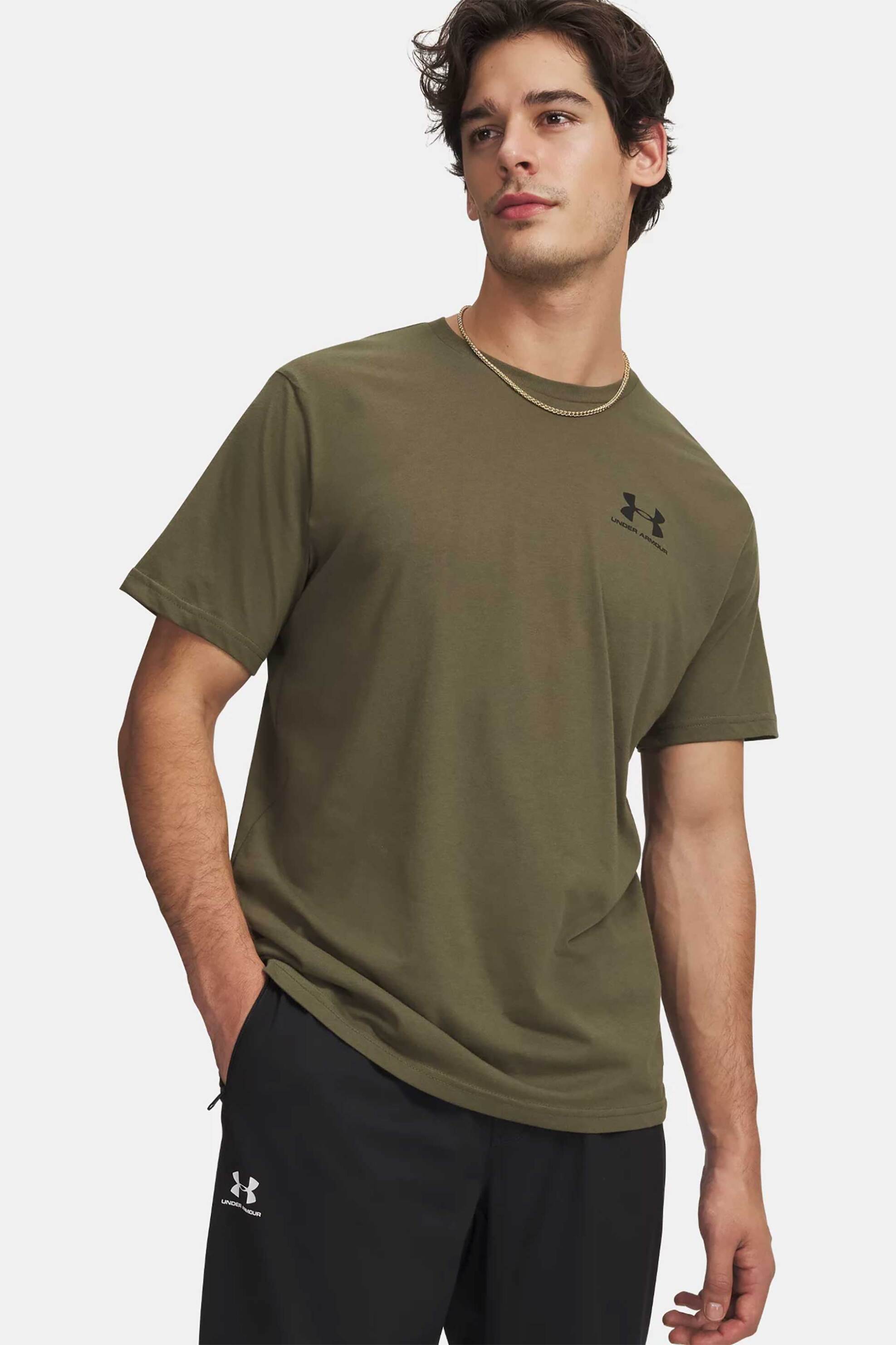 Under Armour ανδρικό T-shirt "Left Chest Logo" - 1326799 Χακί