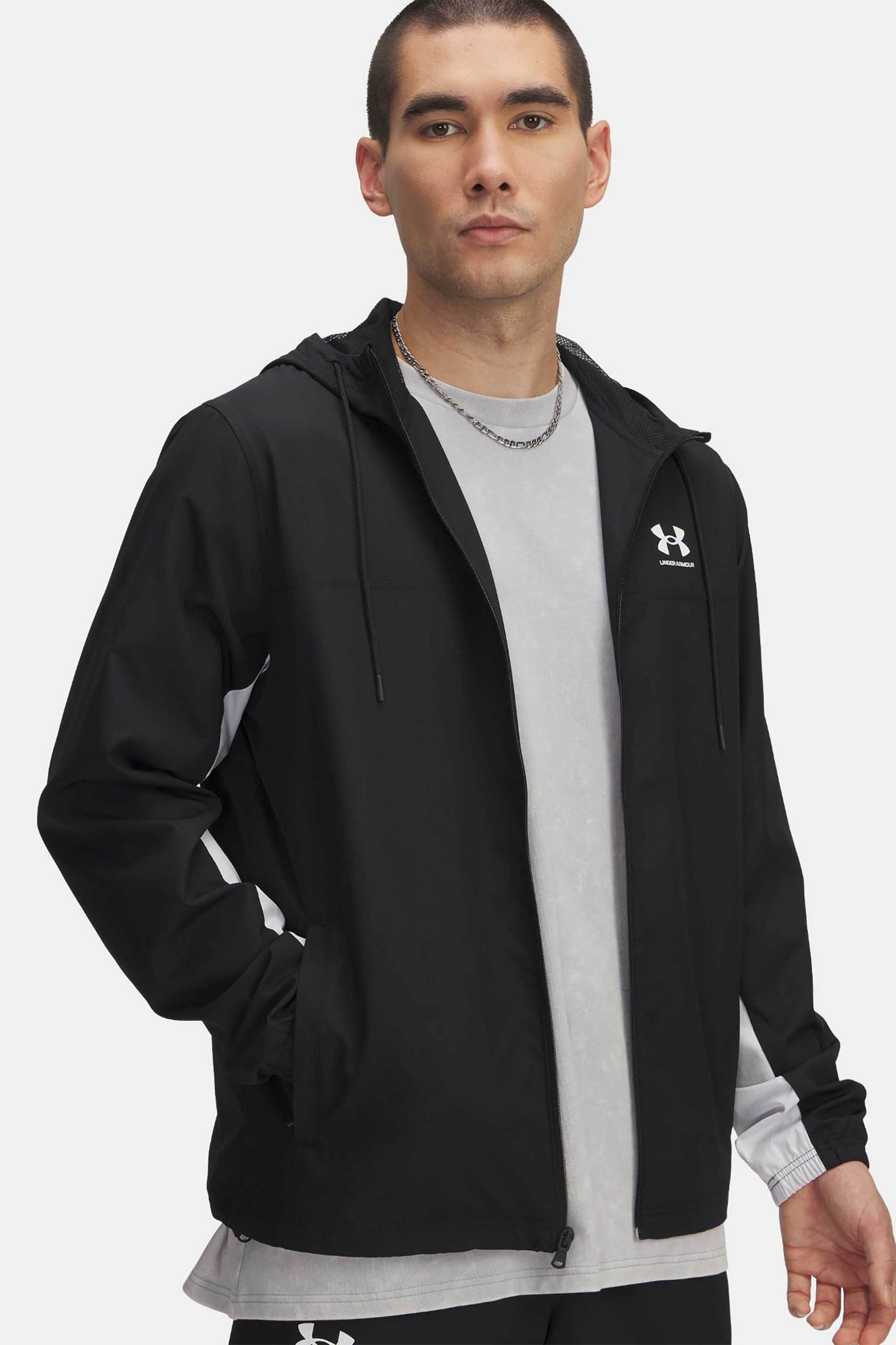 Under Armour ανδρικό αντιανεμικό & αδιάβροχο μπουφάν με κουκούλα "Rival Woven" - 1390149 Μαύρο