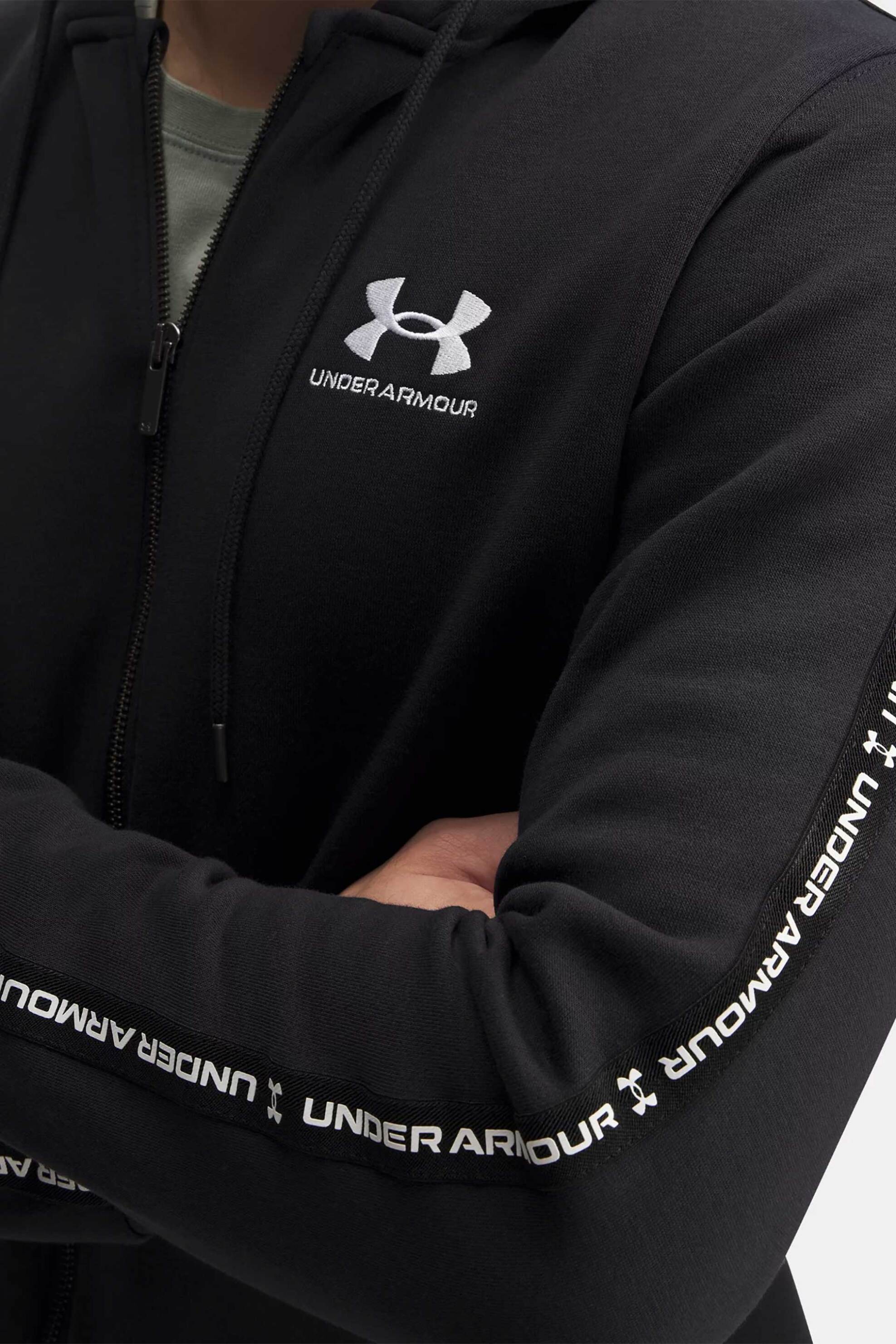 Under Armour ανδρική ζακέτα φούτερ με κουκούλα "Icon Fleece Taping" - 1390298 Μαύρο φωτογραφία
