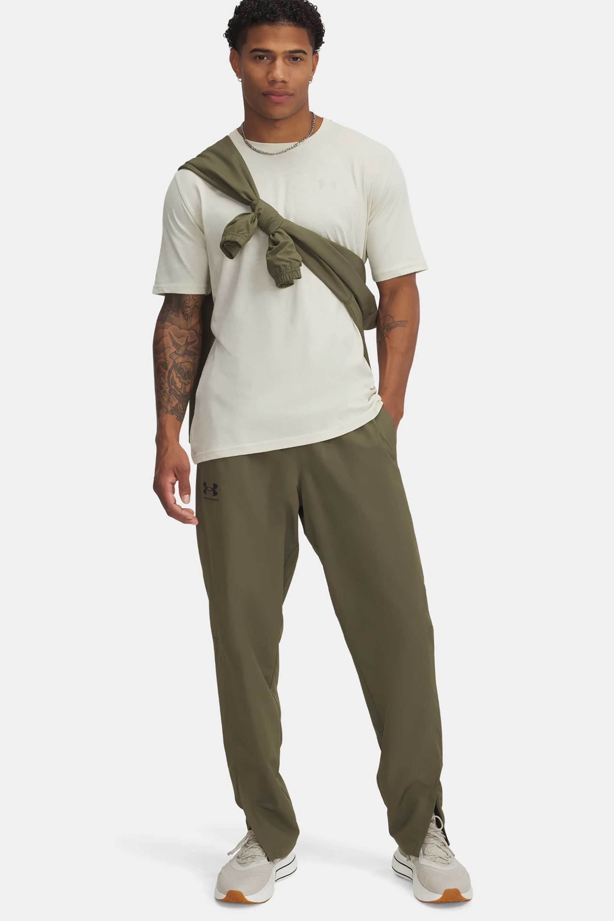 Under Armour ανδρικό αδιάβροχο παντελόνι φόρμας "Rival Woven" - 1390150 Χακί