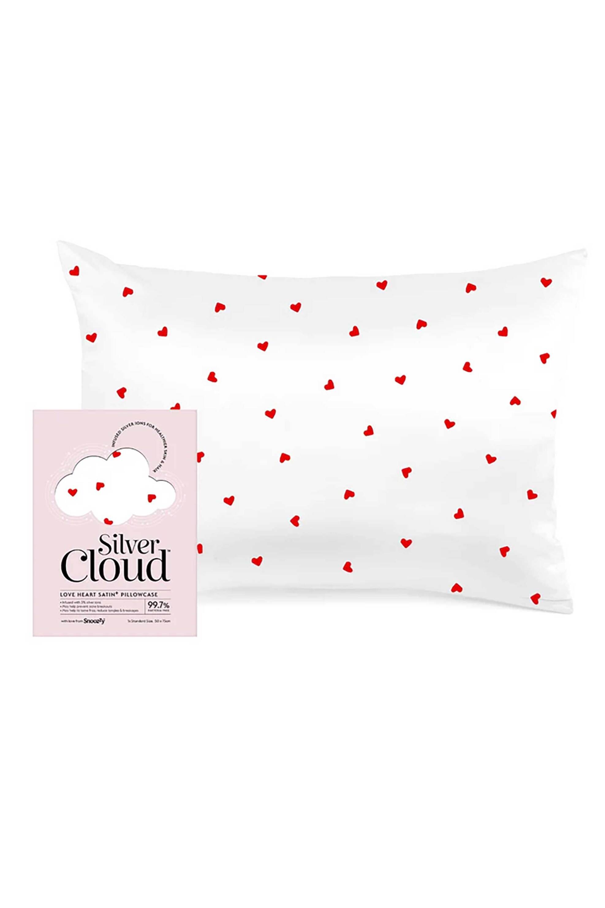 SILVER CLOUD Silver Cloud μαξιλαροθήκη σατέν εμποτισμένη με ιόντα αργύρου "Hearts" - SZYSC-PCHRT