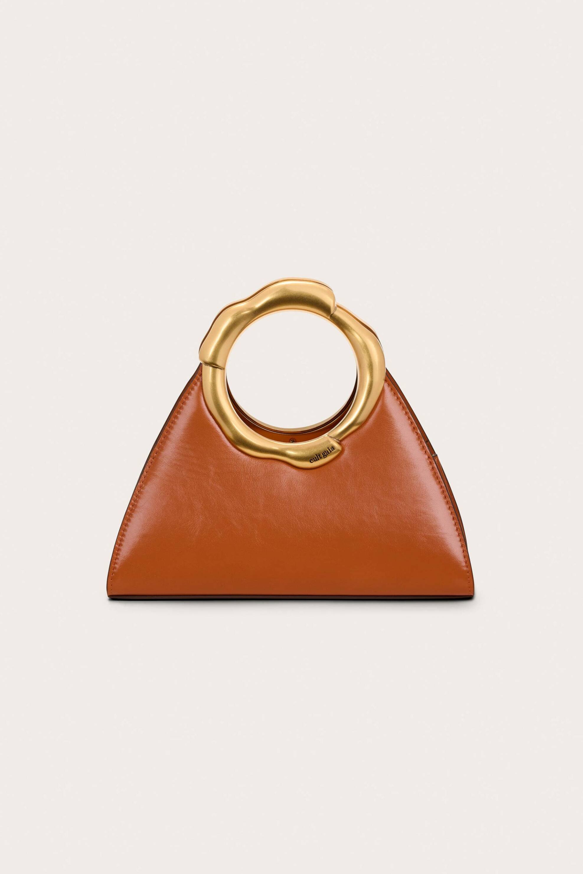 CULT GAIA Cult Gaia γυναικείο δερμάτινο mini bag με χρυσή μεταλλική λαβή "Asa" - TH3831LR3075-CRO Ταμπά