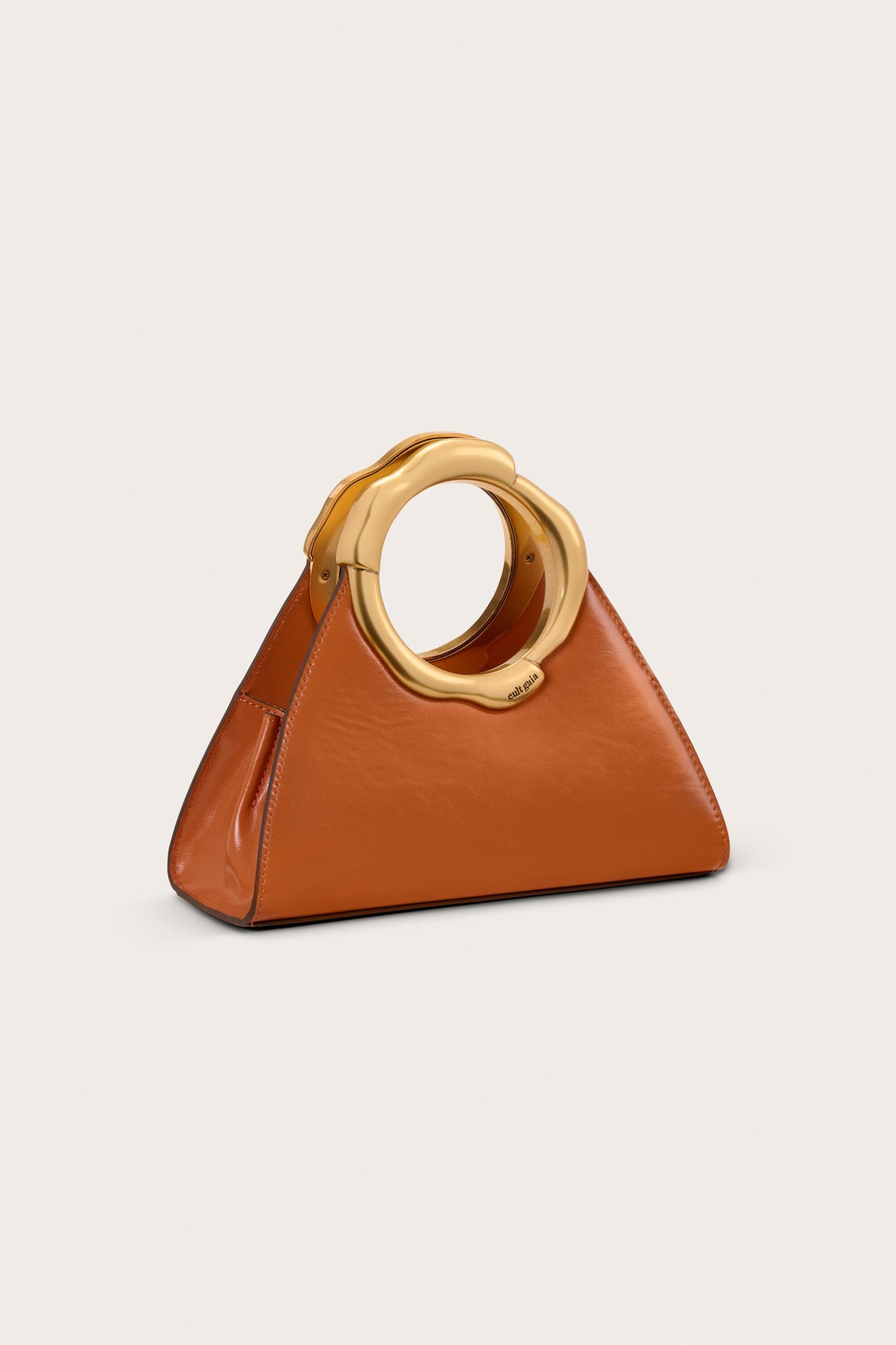 Cult Gaia γυναικείο δερμάτινο mini bag με χρυσή μεταλλική λαβή "Asa" - TH3831LR3075-CRO Ταμπά φωτογραφία