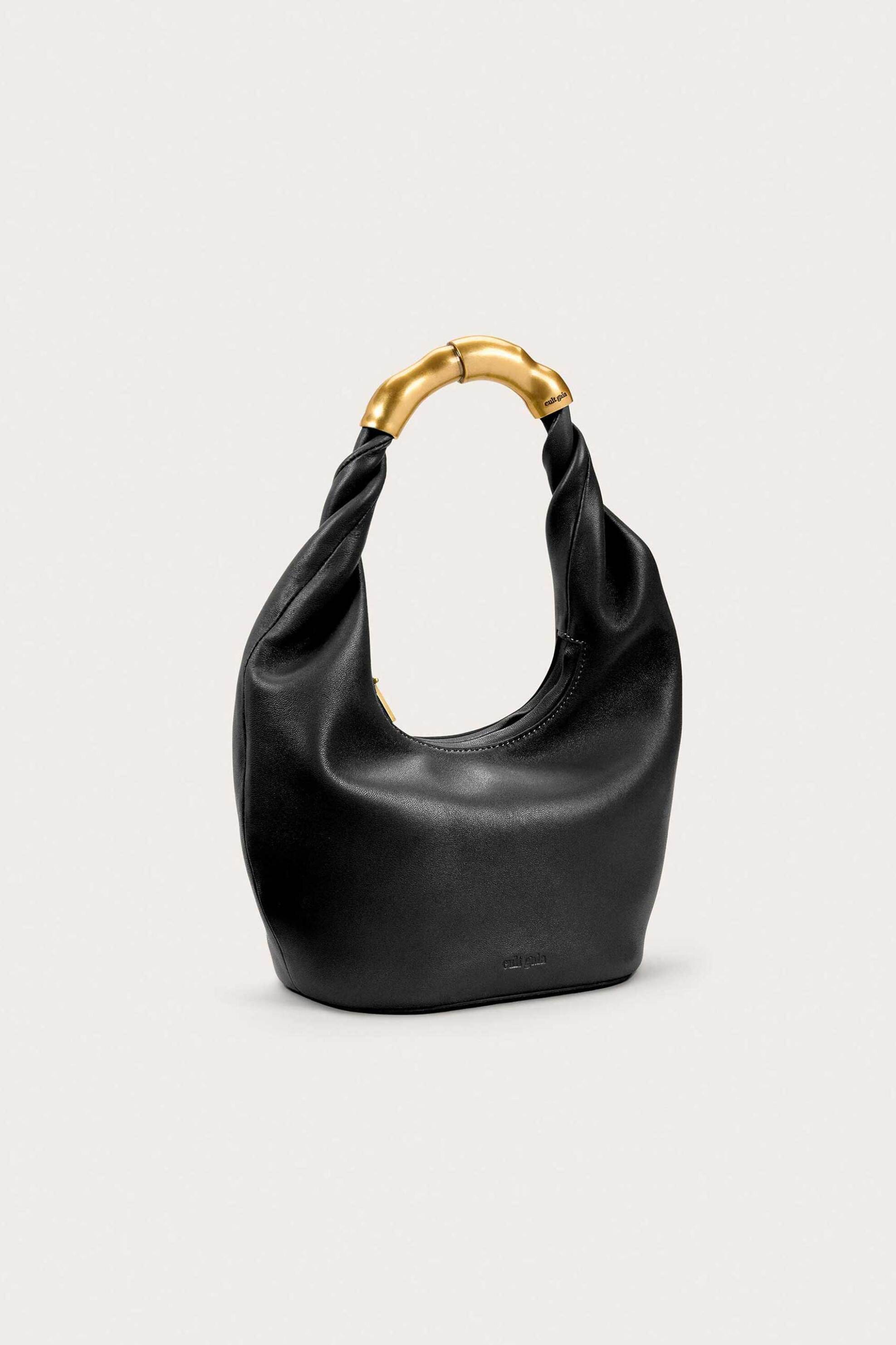 Cult Gaia γυναικείο δερμάτινο mini bag με χρυσή λαβή "Meerah" - TH3832NP1674-BLK Μαύρο φωτογραφία