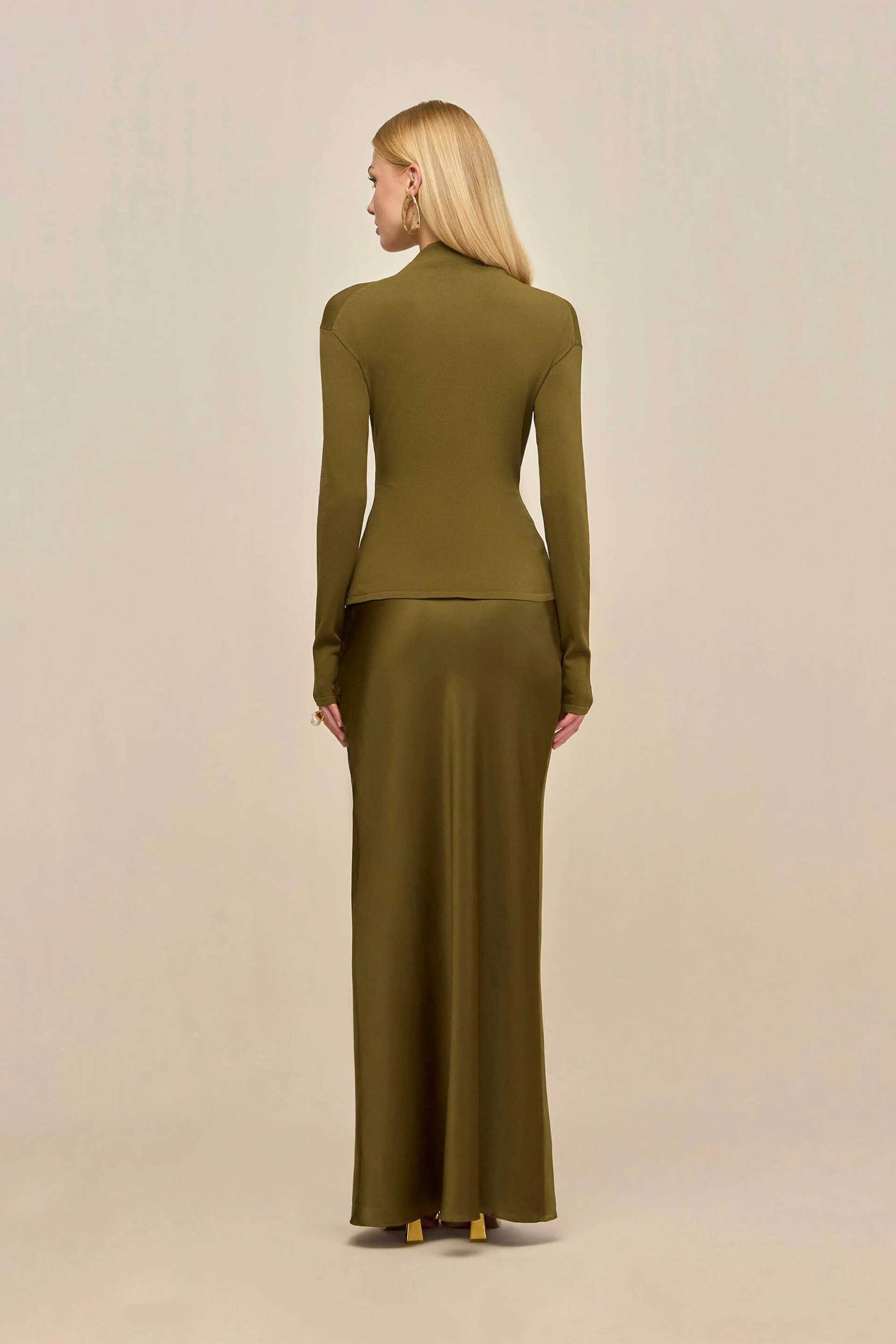 Cult Gaia γυναικείο τοπ πλεκτό με piercing χρυσές λεπτομέρειες "Callie Knit" - TP2939YN2051-RMY Λαδί φωτογραφία