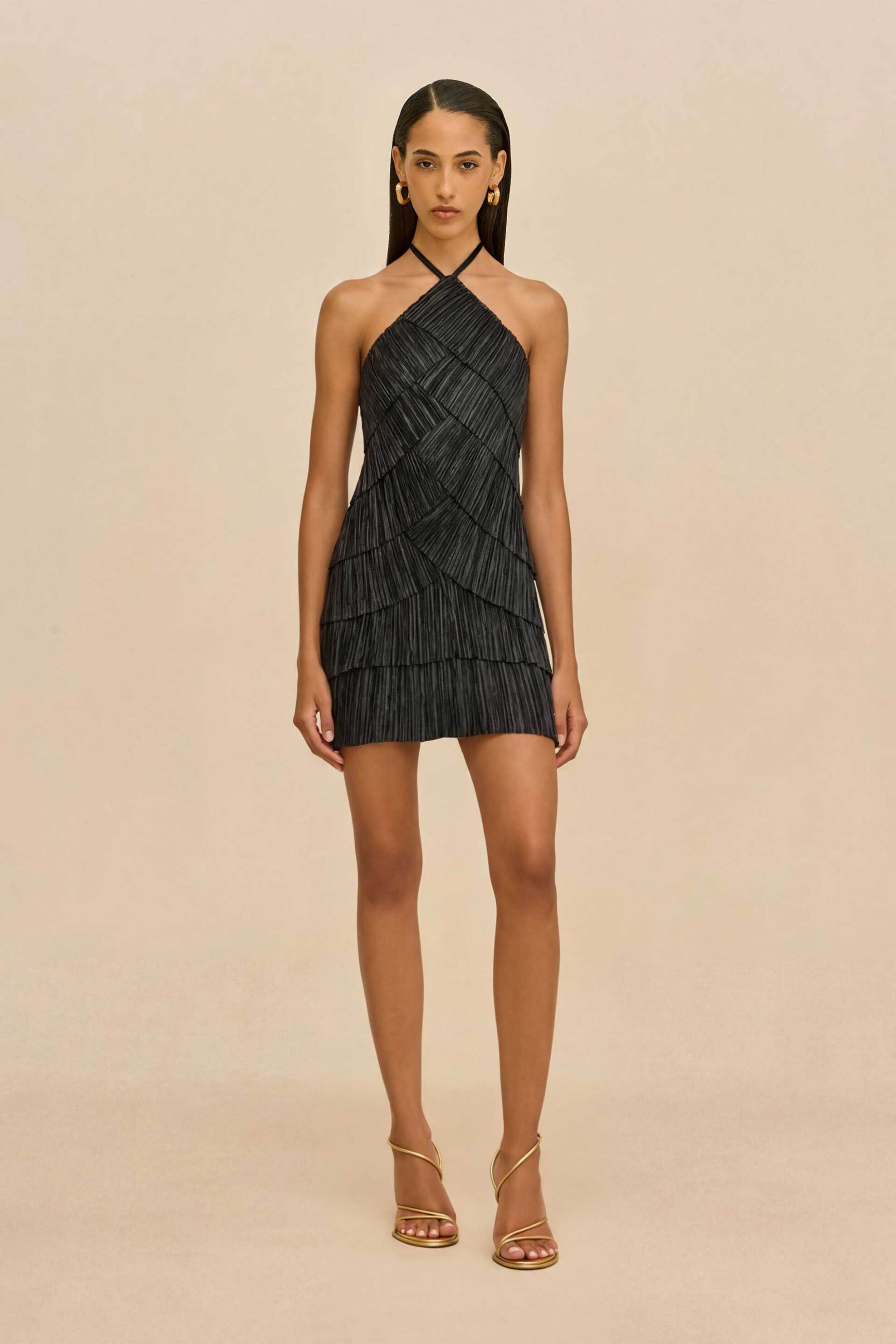 CULT GAIA Cult Gaia γυναικείο mini φόρεμα με πλισέ σχέδιο "Varsha" - DR35349PE3132-001 Μαύρο