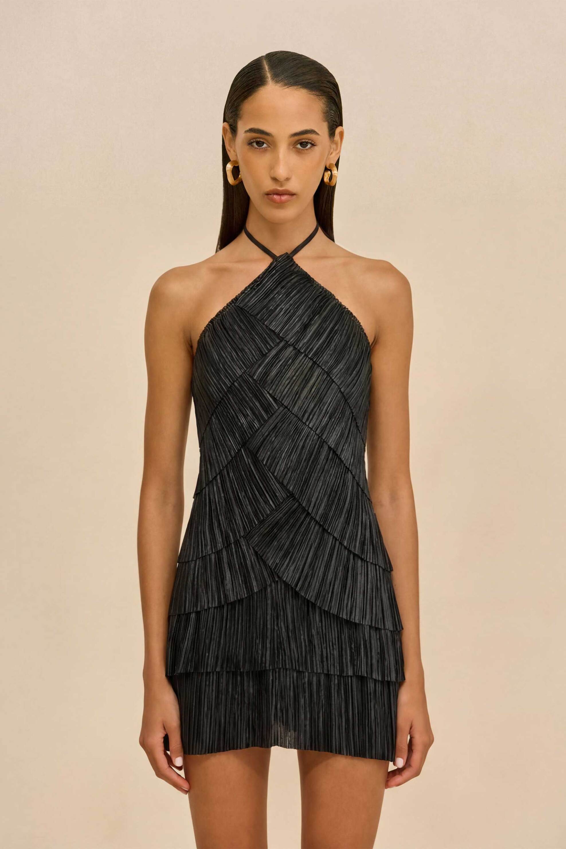 Cult Gaia γυναικείο mini φόρεμα με πλισέ σχέδιο "Varsha" - DR35349PE3132-001 Μαύρο φωτογραφία