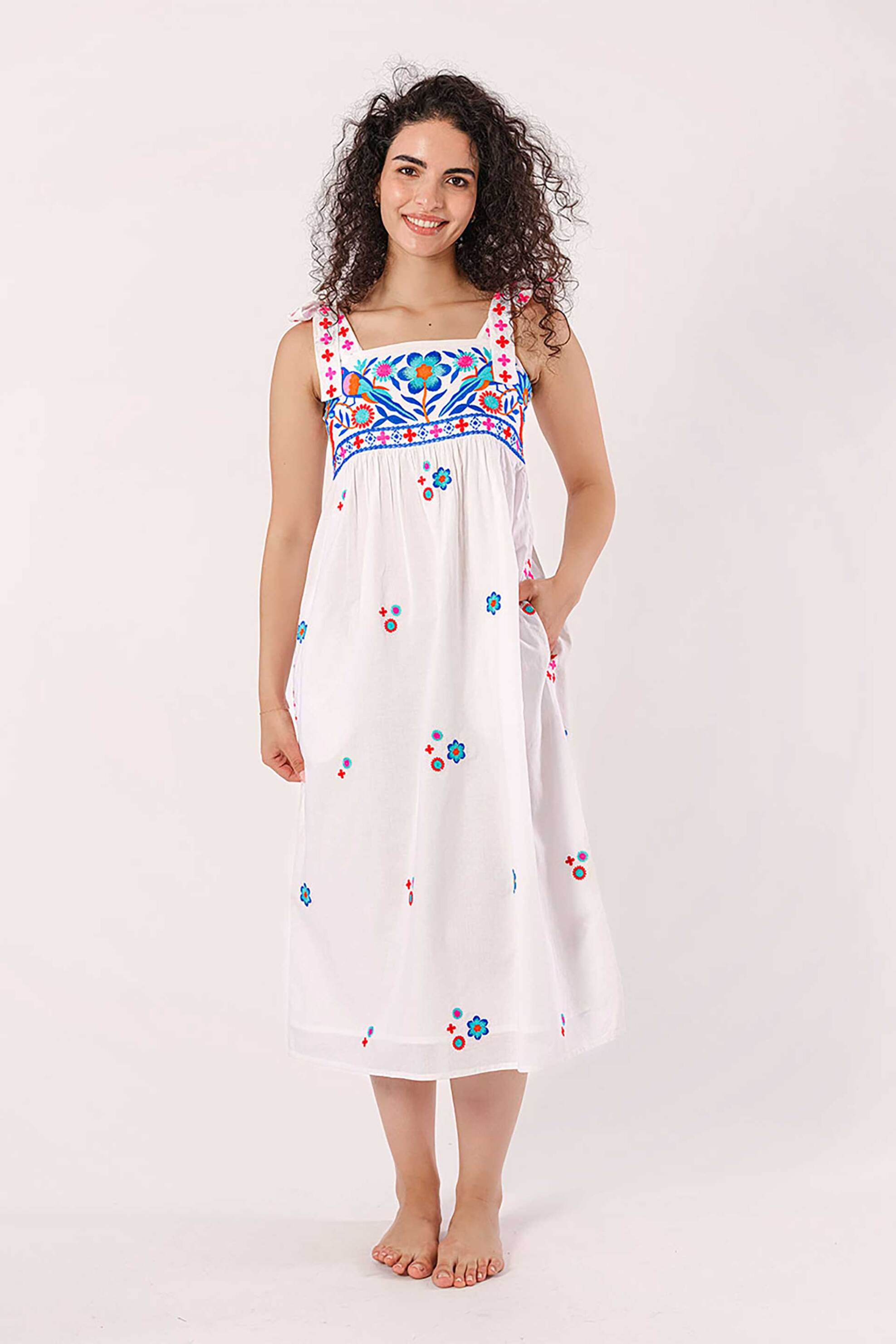 Nimo With Love γυναικείο φόρεμα με κέντημα "Agate" - Agate Dress Λευκό