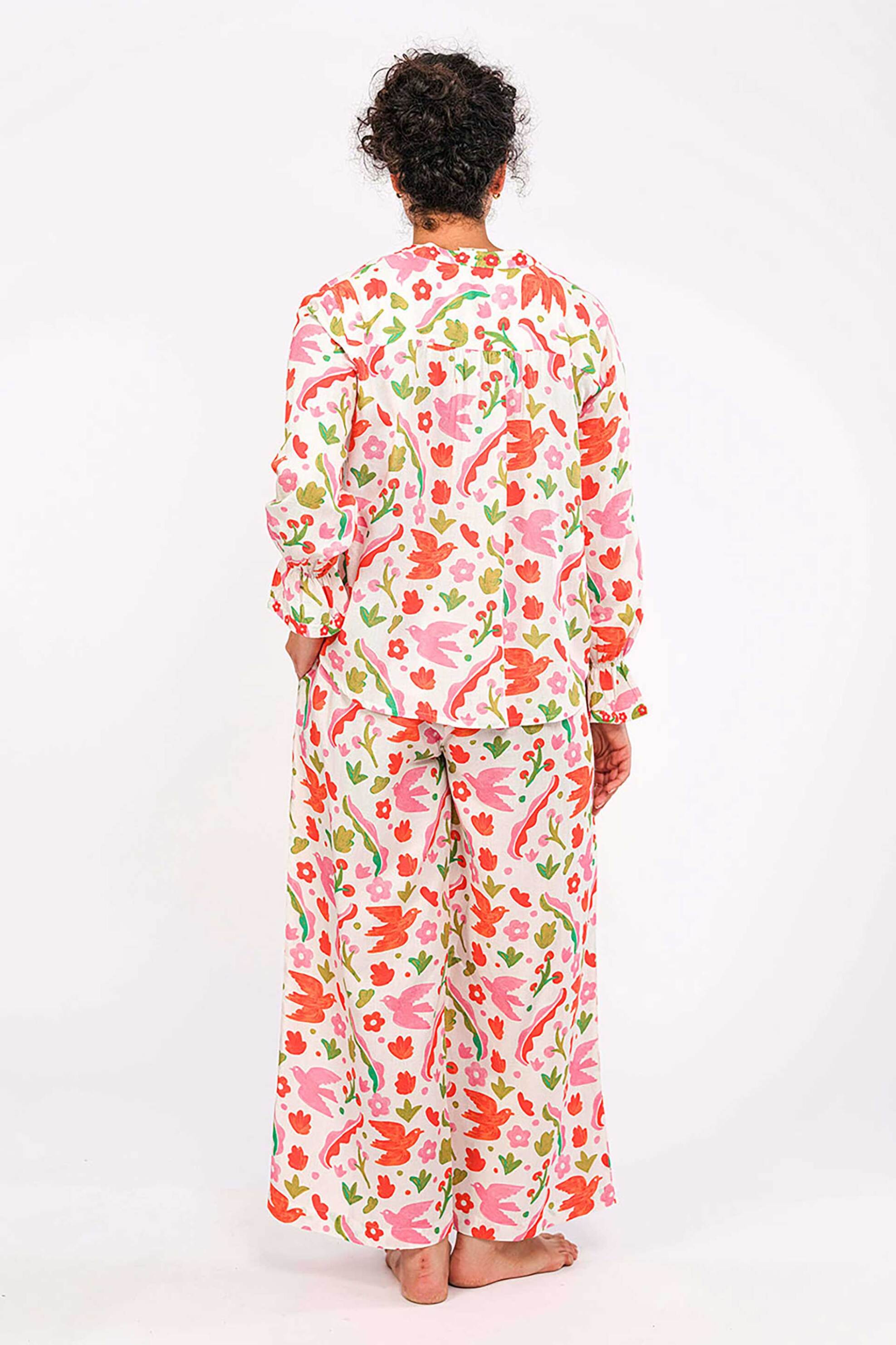 Nimo With Love γυναικεία μπλούζα με print "Broom Ikat Red" - Broom Blouse Κοραλί φωτογραφία