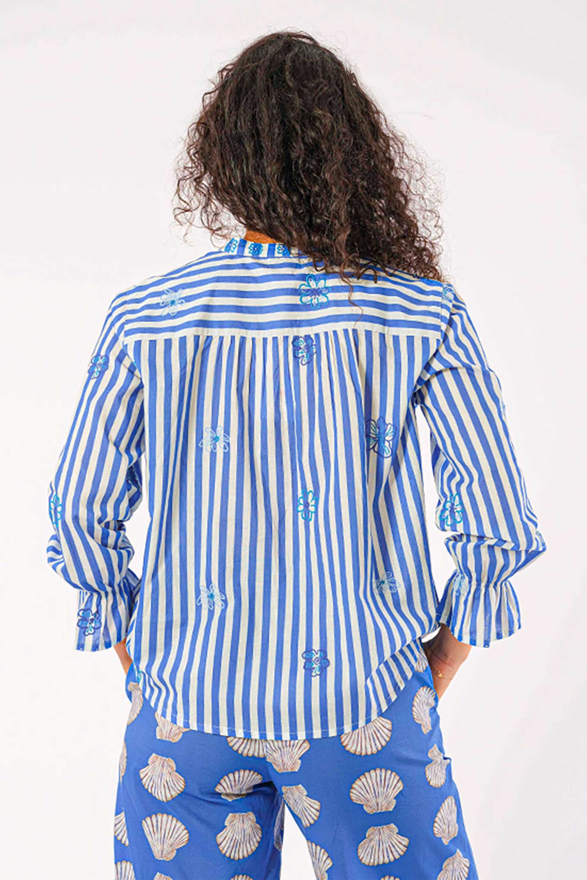 Nimo With Love γυναικεία μπλούζα με print "Broom Ikat Red" - Broom Blouse Μπλε φωτογραφία