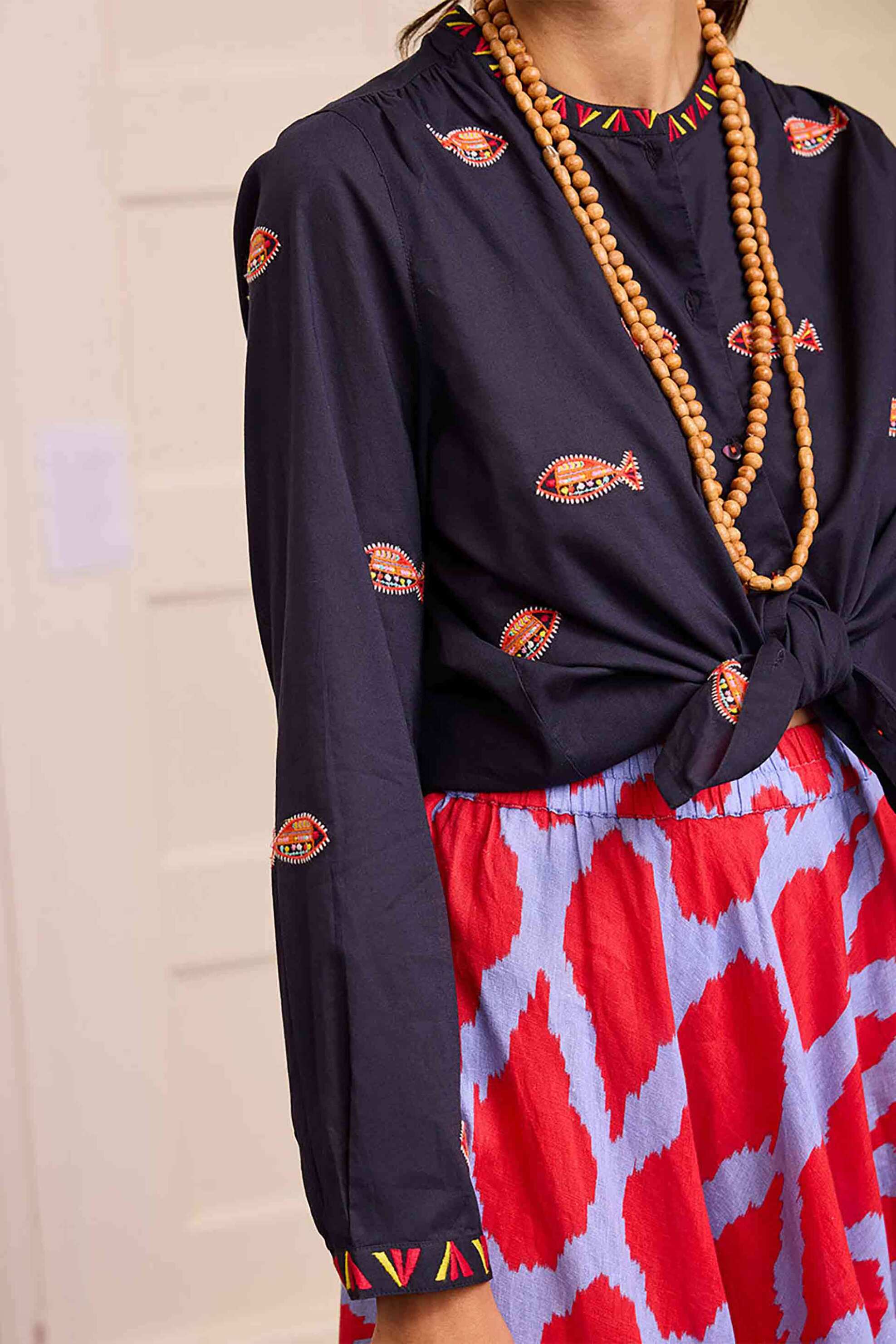 Nimo With Love γυναικείo πουκάμισο με κέντημα "Columbia Fish" - Columbia Blouse Μπλε Σκούρο φωτογραφία
