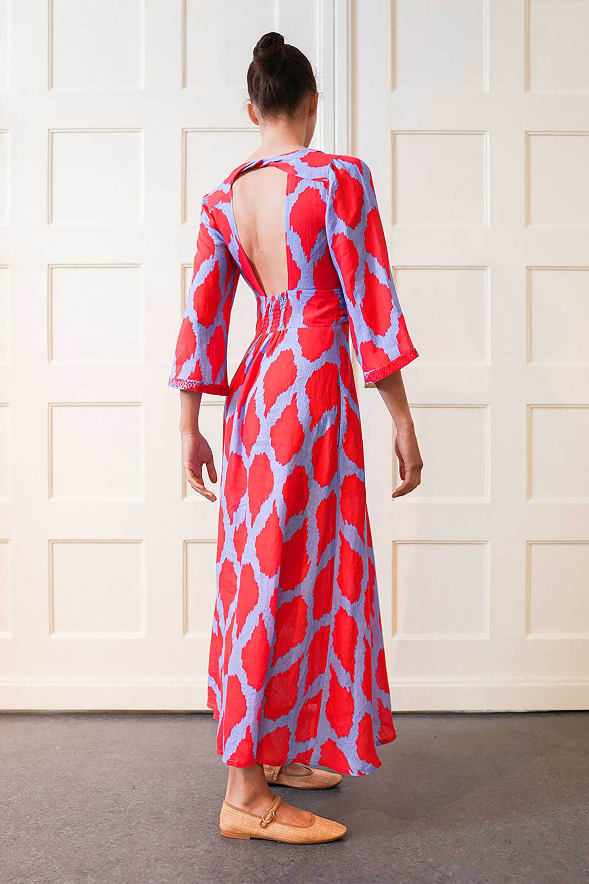 Nimo With Love γυναικείο midi φόρεμα με print "Sarsaparilla Ikat Red" - Sarsaparilla Dress Φούξια φωτογραφία