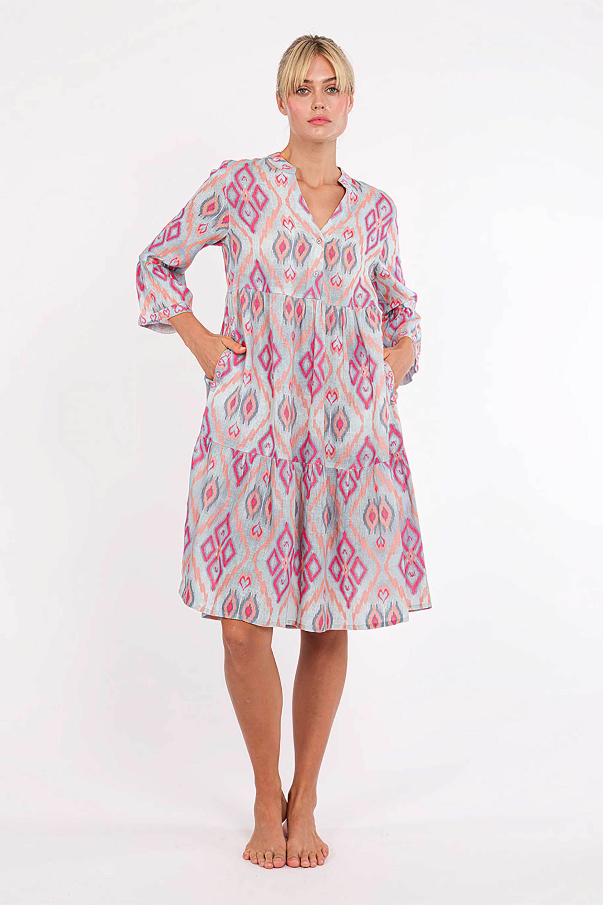 Nimo With Love γυναικείο mini φόρεμα με print "Borage" - Borage Dress Γαλάζιο