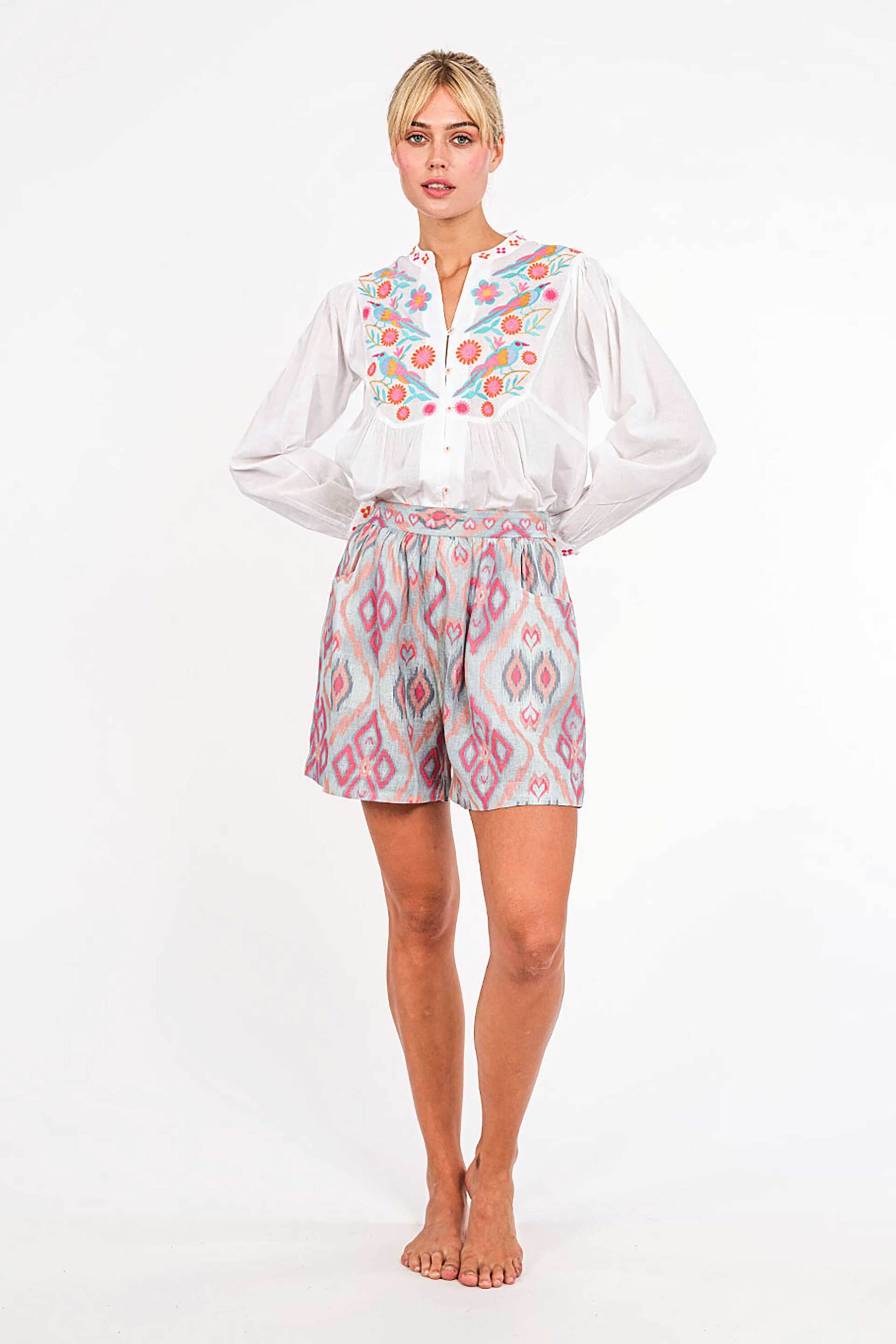 Nimo With Love γυναικεία μπλούζα με κέντημα "Catnep" - Catnep Blouse Λευκό φωτογραφία