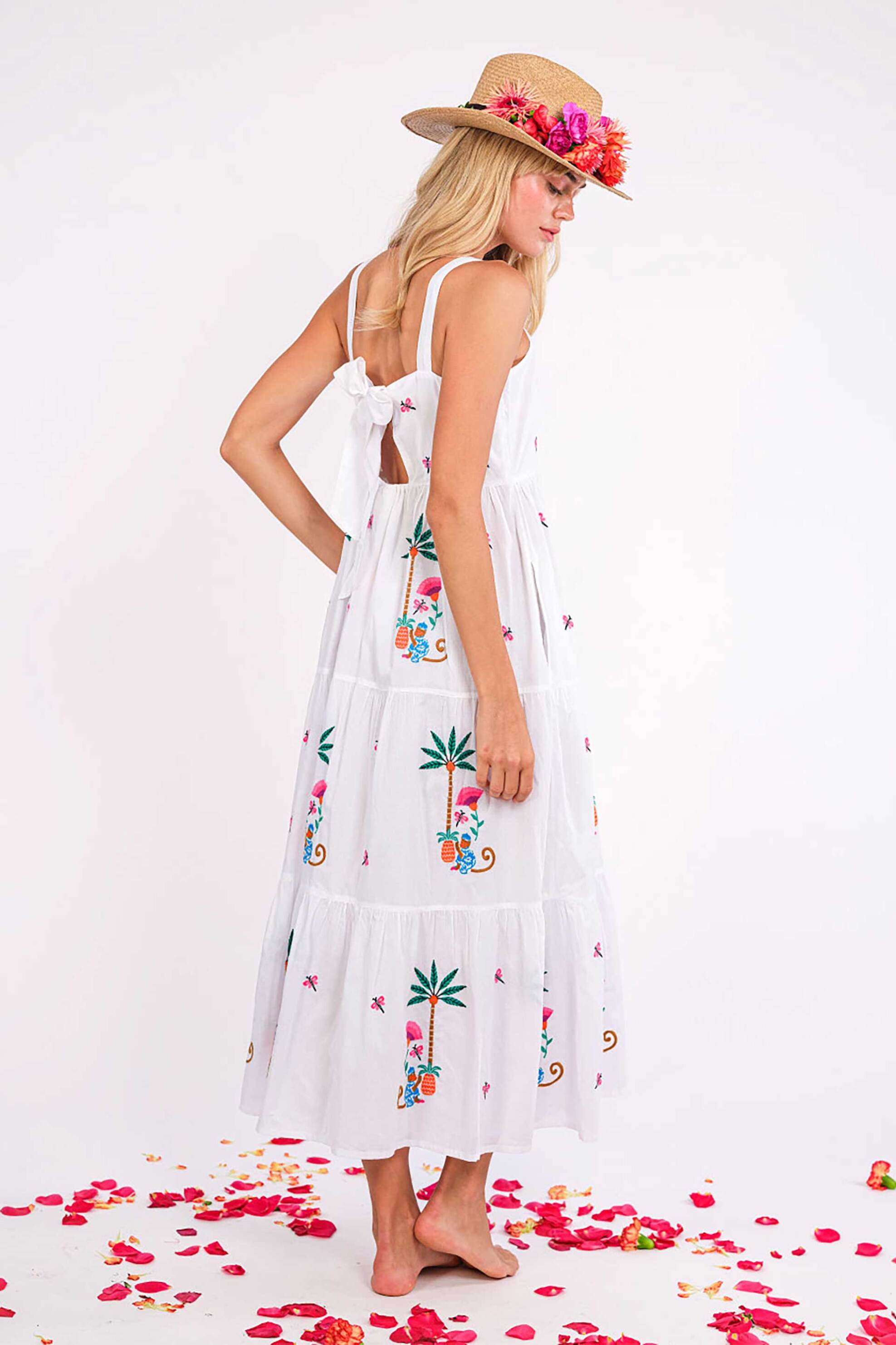 Nimo With Love γυναικείο midi φόρεμα με print "Cornflower" - Cornflower Dress Λευκό φωτογραφία