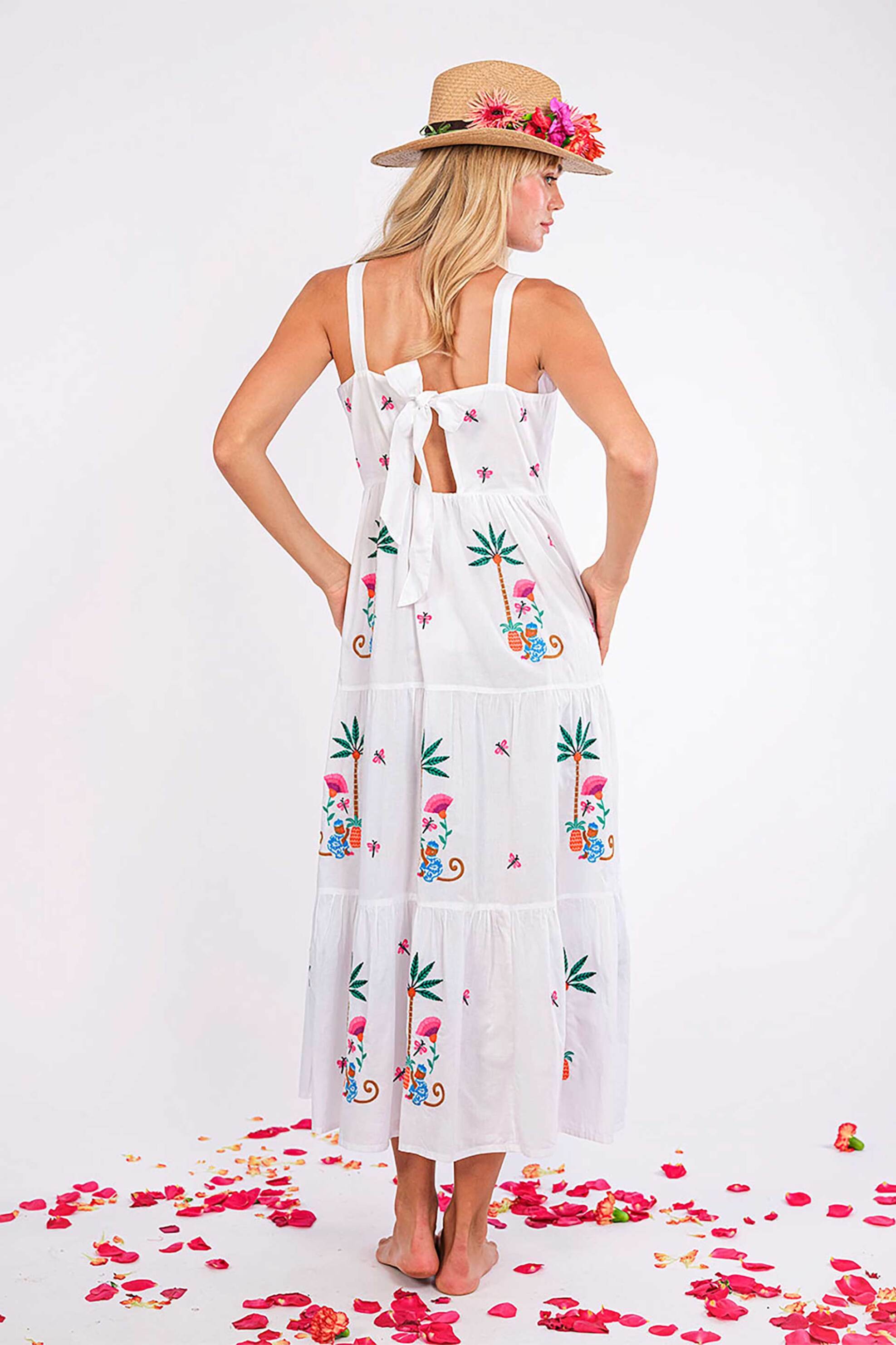 Nimo With Love γυναικείο midi φόρεμα με print "Cornflower" - Cornflower Dress Λευκό φωτογραφία