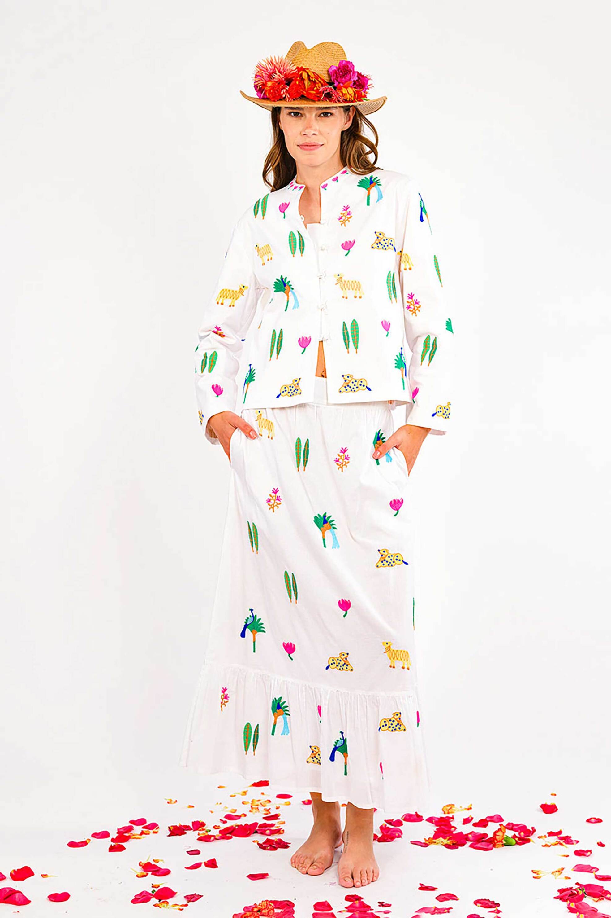 Nimo With Love γυναικεία mini φούστα με κέντημα "Elderberry" - Elderberry Skirt Λευκό