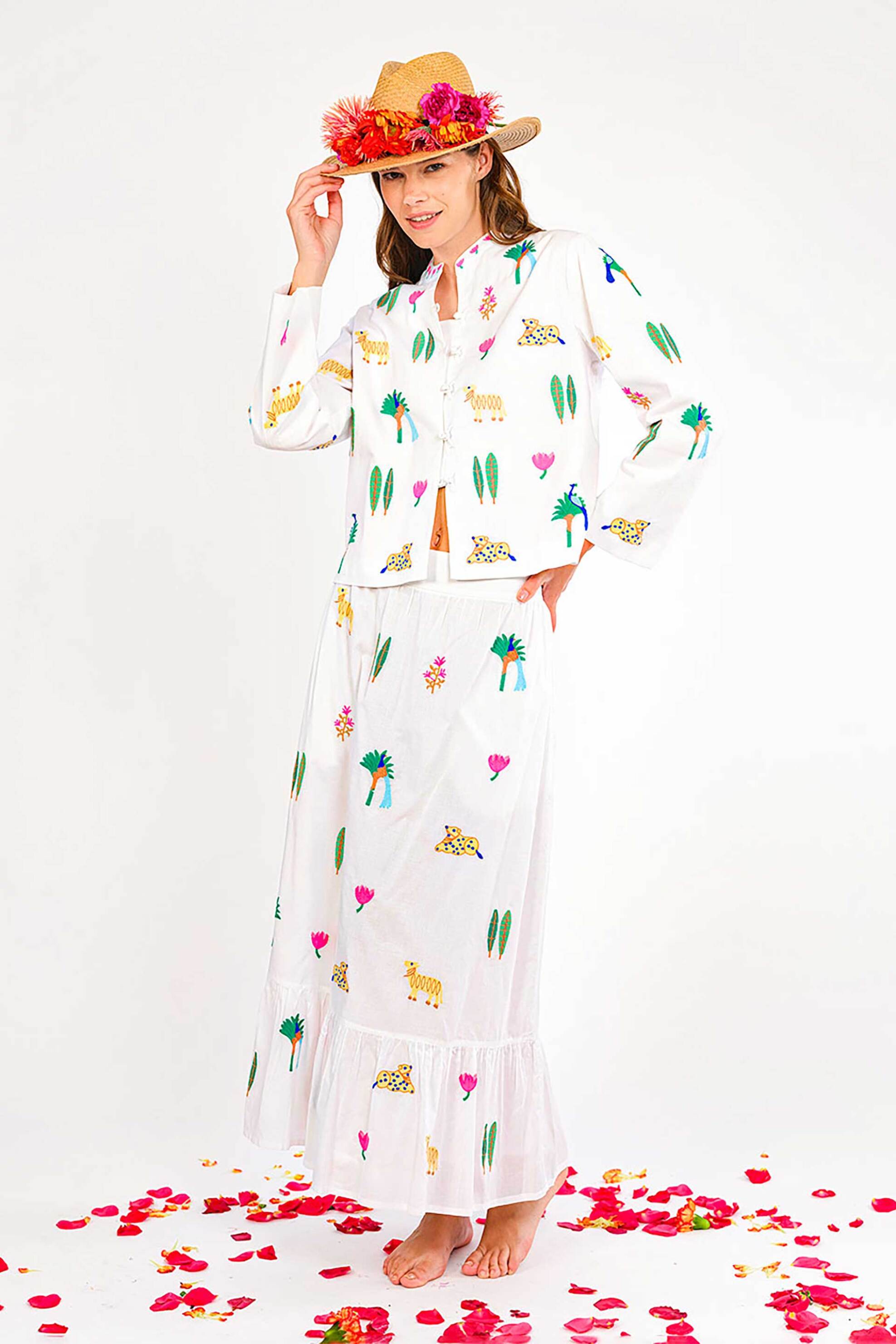 Nimo With Love γυναικεία mini φούστα με κέντημα "Elderberry" - Elderberry Skirt Λευκό φωτογραφία