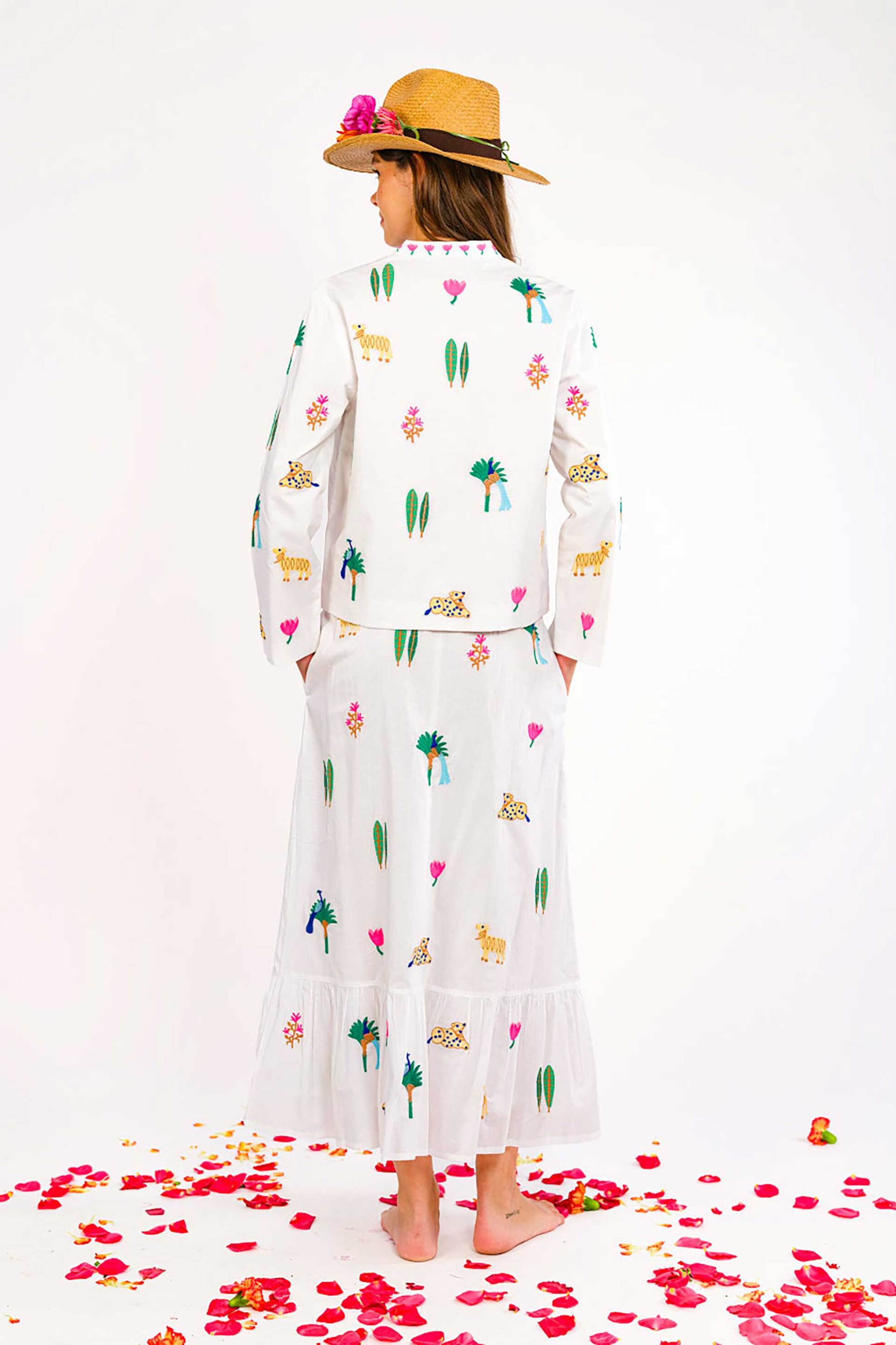 Nimo With Love γυναικεία mini φούστα με κέντημα "Elderberry" - Elderberry Skirt Λευκό φωτογραφία