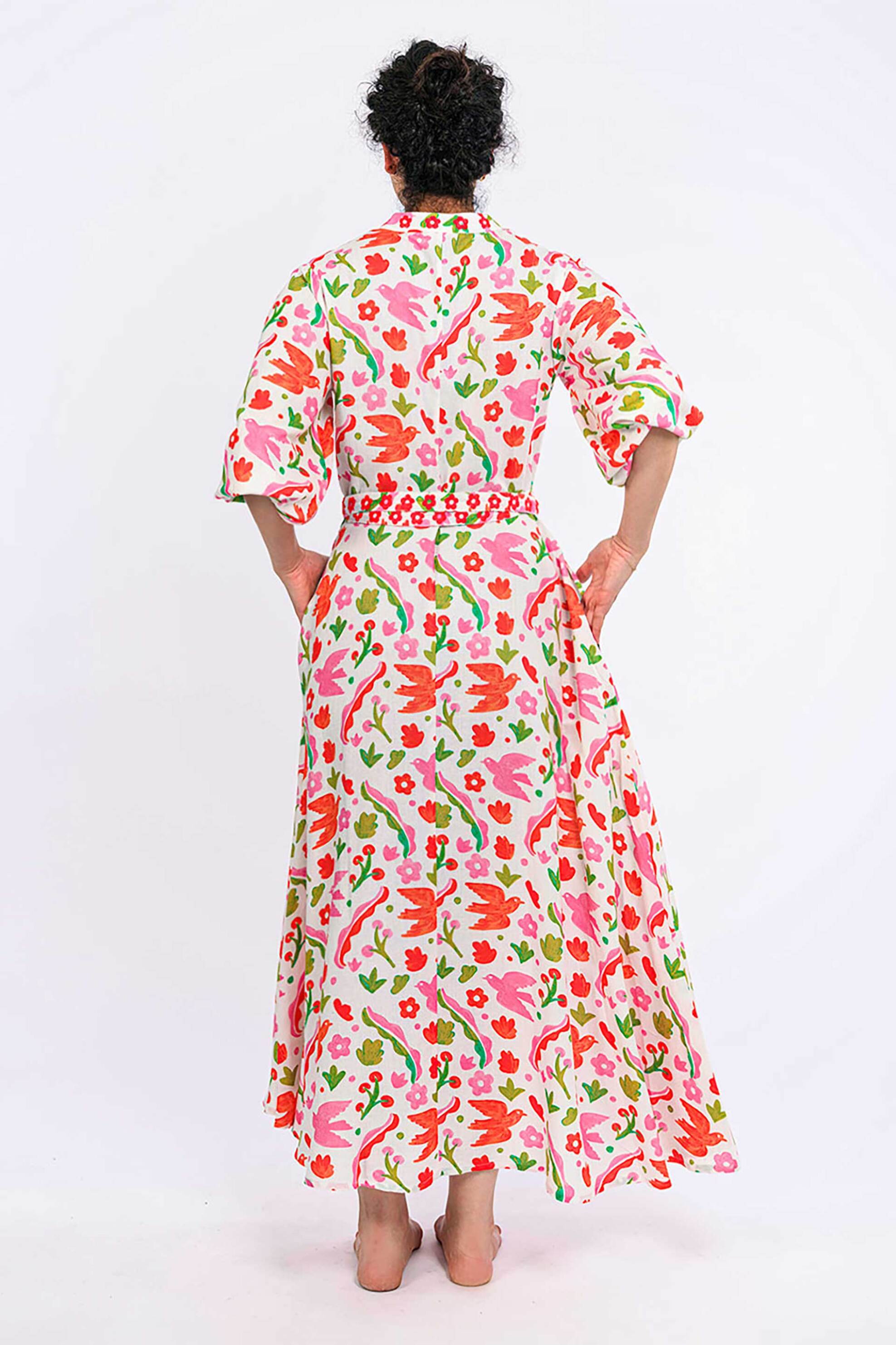 Nimo With Love γυναικείο midi φόρεμα με print "Marigold" - Marigold Dress Κοραλί φωτογραφία
