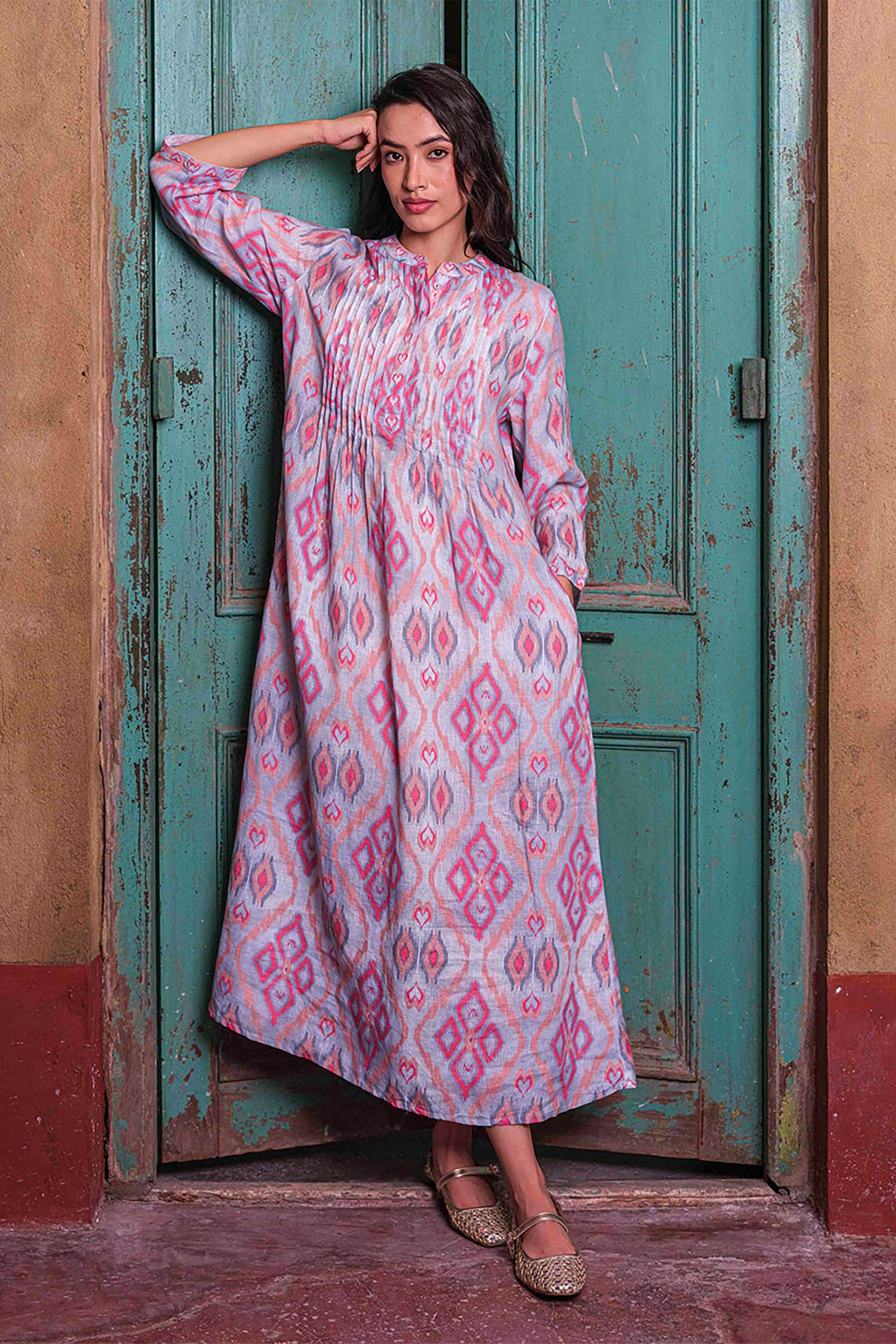 Nimo With Love γυναικείο midi φόρεμα με print "Woodruff" - Woodruff Dress Γαλάζιο φωτογραφία