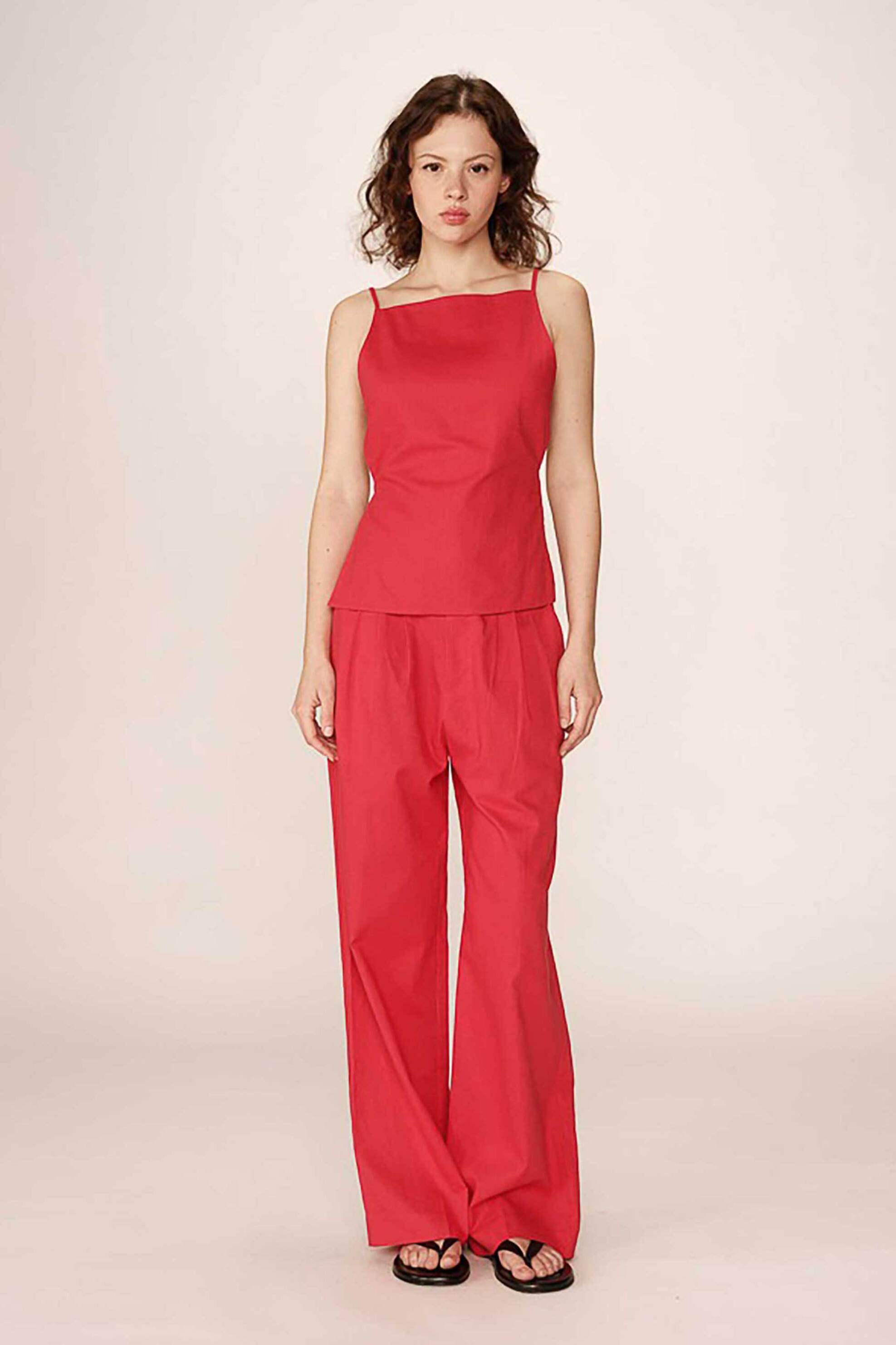 GRACE & MILA Grace & Mila γυναικείο τοπ με ανοιχτή πλάτη "Pesto" - PESTO_13011/SS25 Κόκκινο
