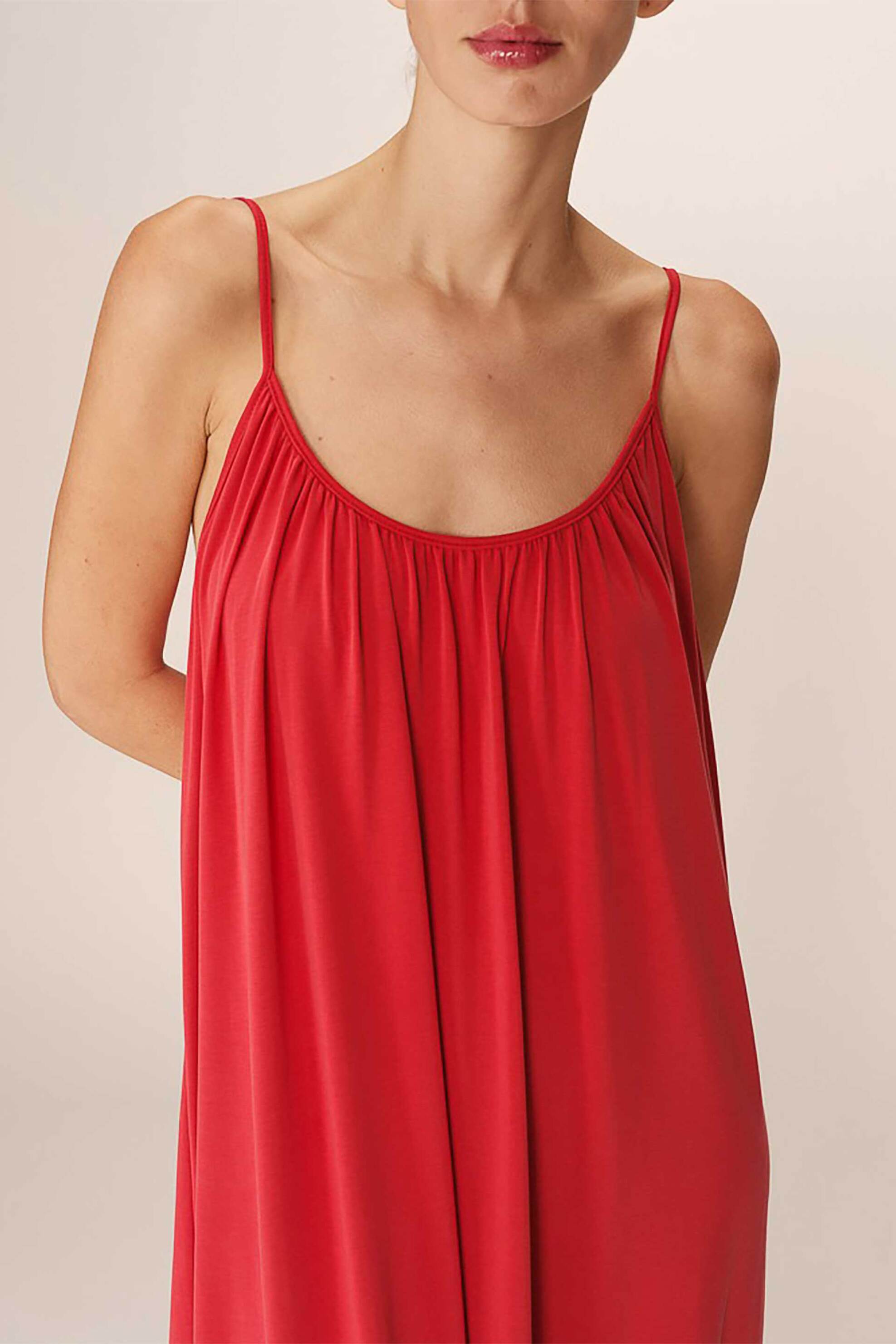 Grace & Mila γυναικείο midi φόρεμα μoνόχρωμο "Pivoine" - PIVOINE_13119/SS25 Κόκκινο φωτογραφία