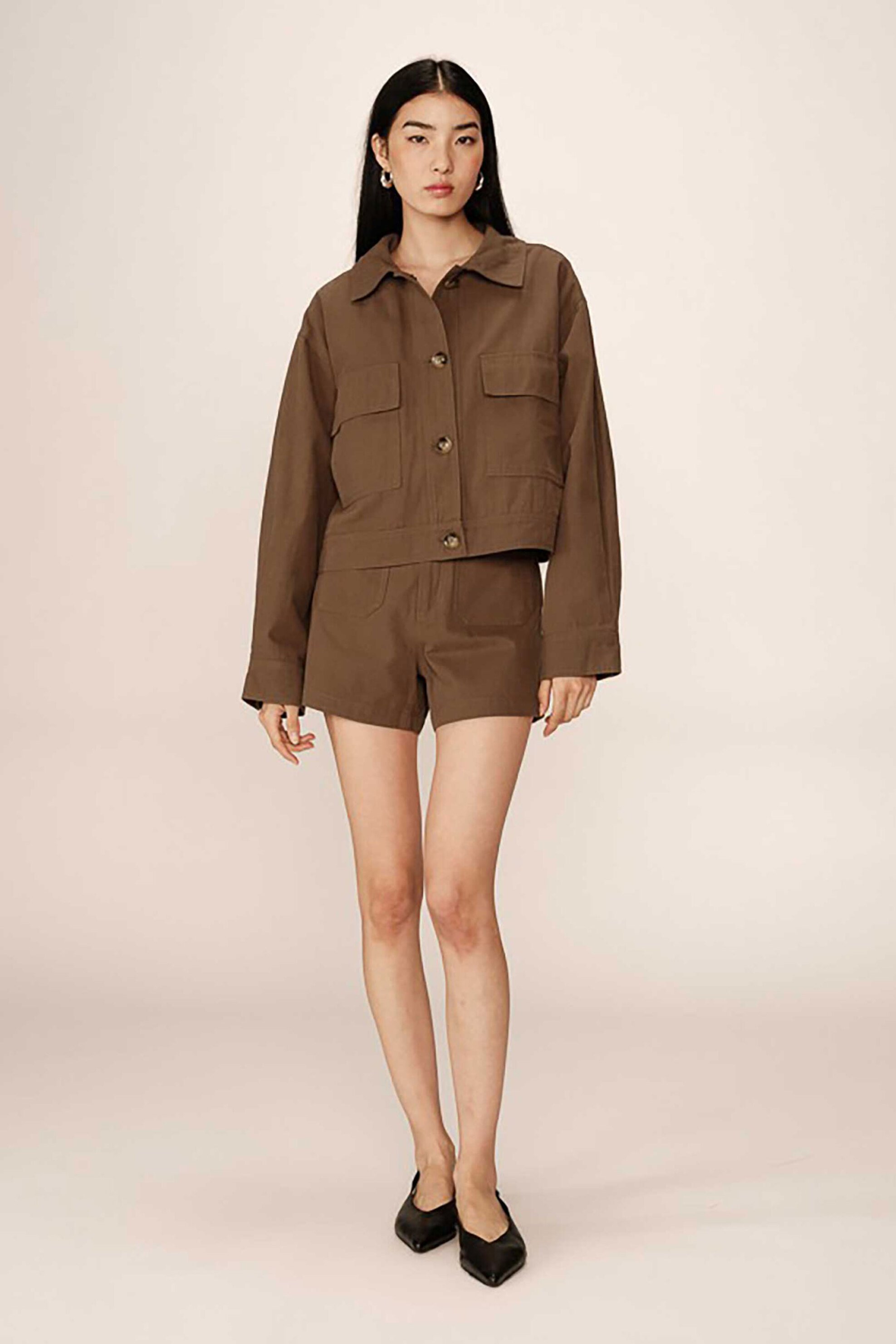 GRACE & MILA Grace & Mila γυναικείο crop jacket "Polette" - POLETTE_12941/SS25 Χακί