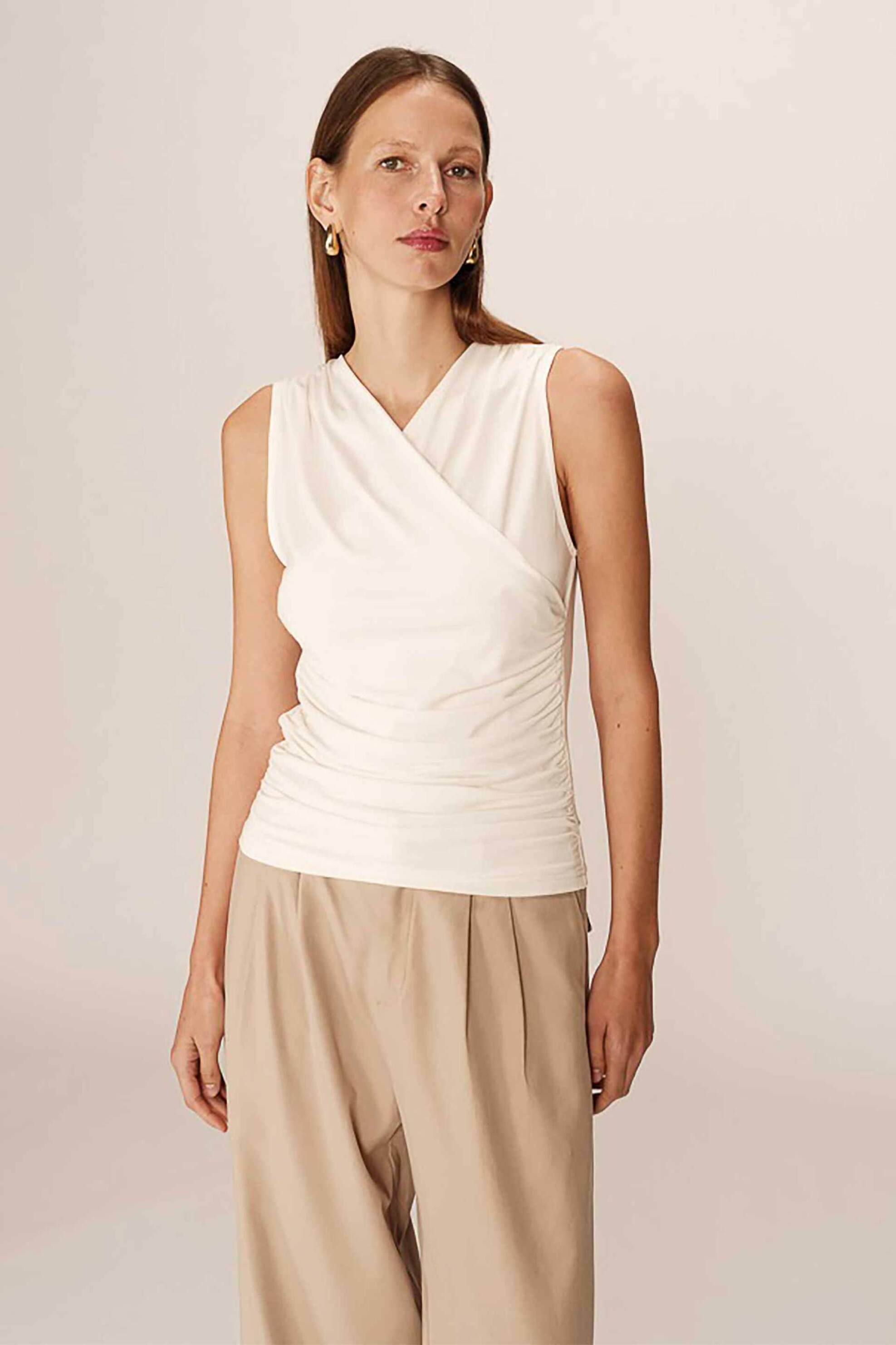 Grace & Mila γυναικείο τοπ αμάνικο "Pure" - PURE_13098/SS25 Εκρού φωτογραφία