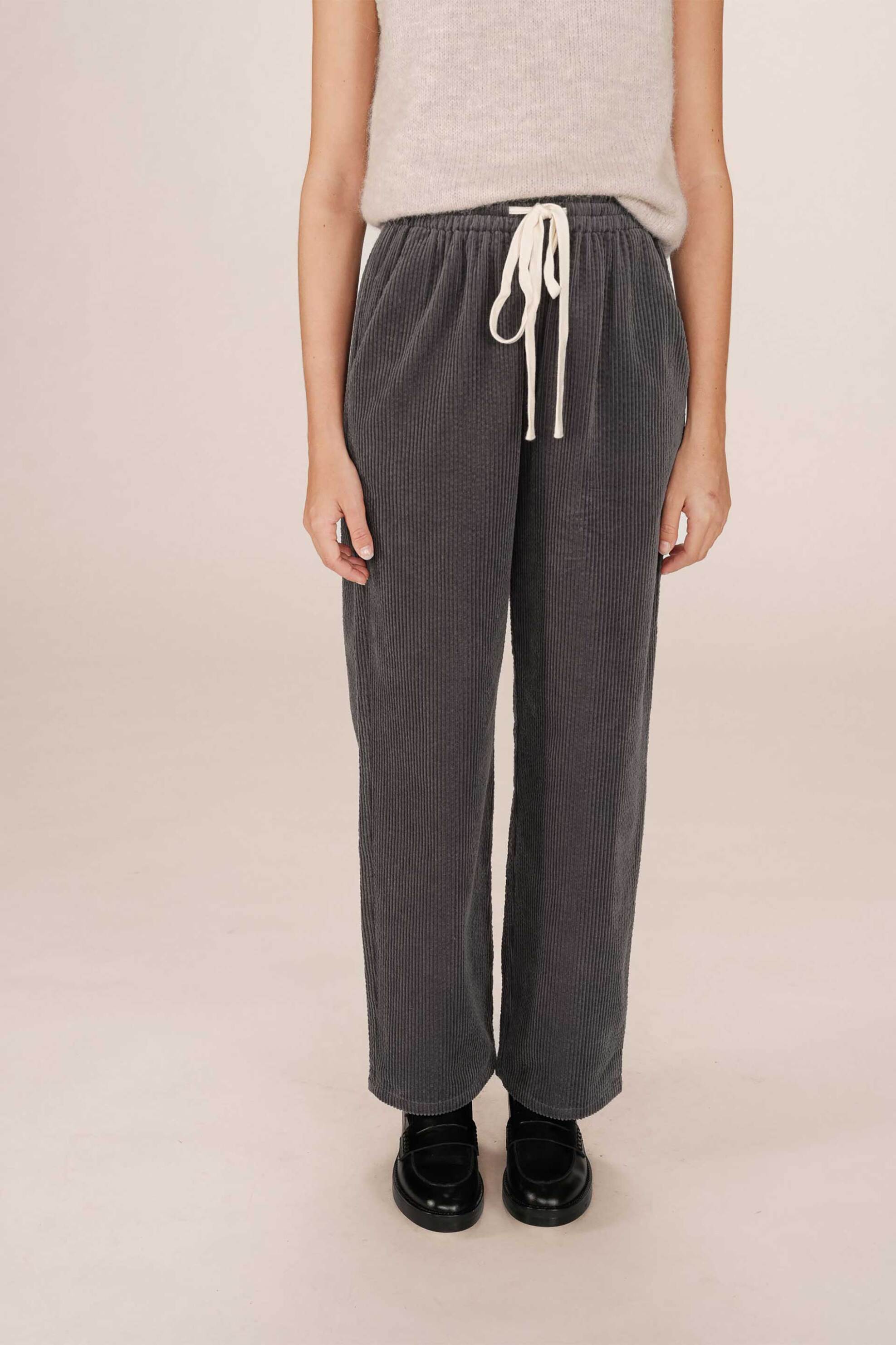 Grace & Mila γυναικείο παντελόνι κοτλέ Wide Leg "Liberty" - LIBERTY/FW25 Γκρι φωτογραφία