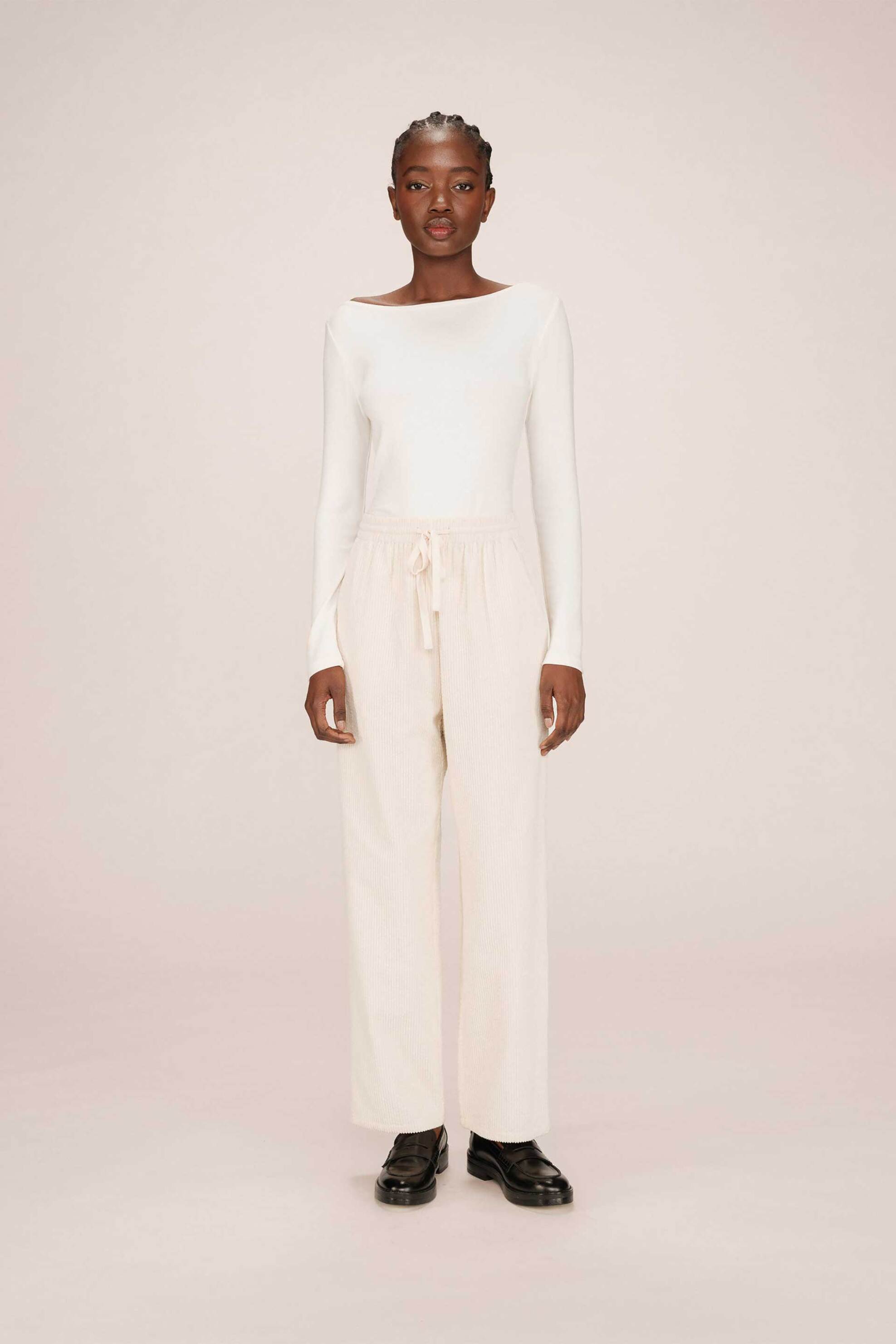 GRACE & MILA Grace & Mila γυναικείο παντελόνι κοτλέ Wide Leg "Liberty" - LIBERTY/FW25 Εκρού