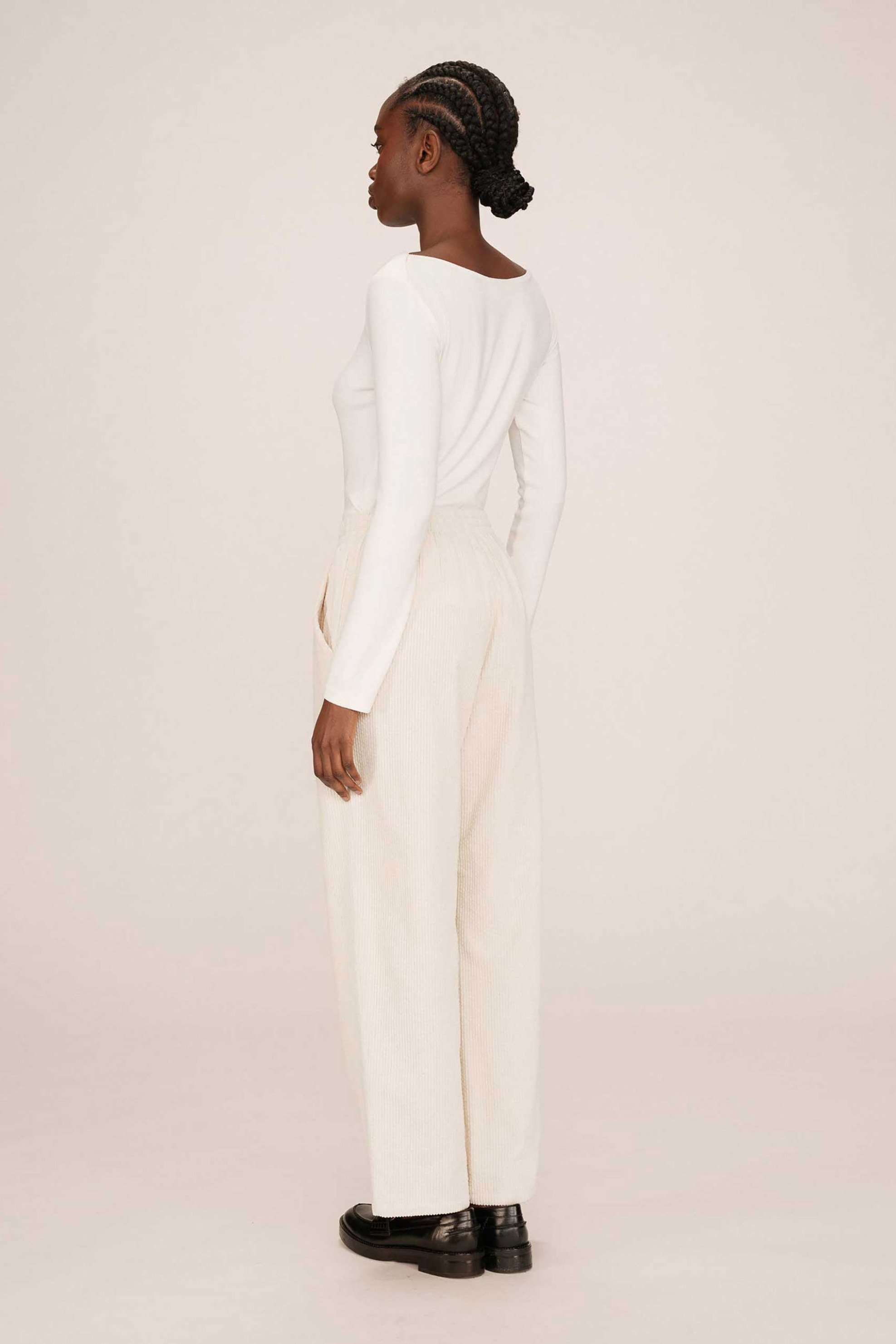 Grace & Mila γυναικείο παντελόνι κοτλέ Wide Leg "Liberty" - LIBERTY/FW25 Εκρού φωτογραφία