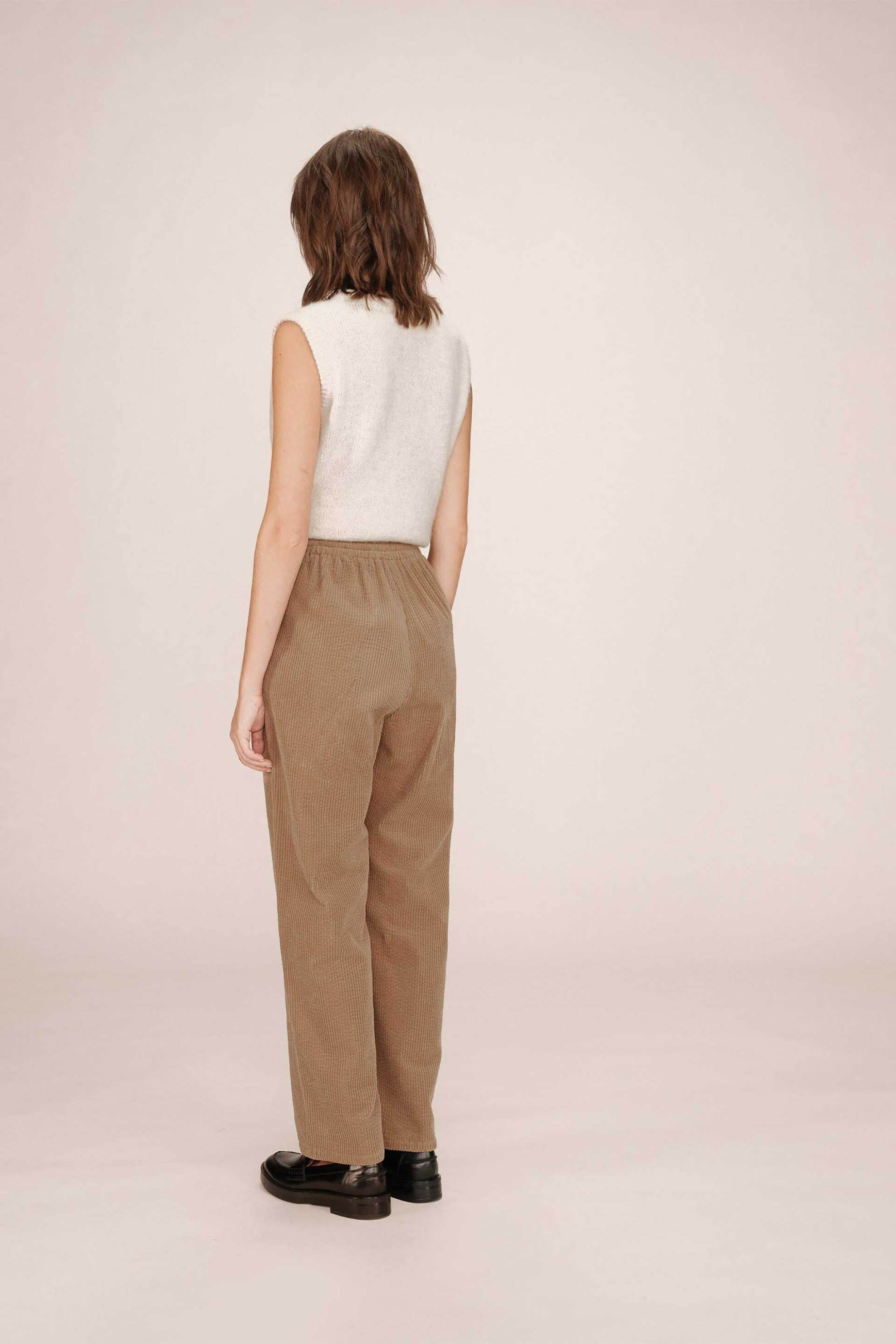 Grace & Mila γυναικείο παντελόνι κοτλέ Wide Leg "Liberty" - LIBERTY/FW25 Μπεζ φωτογραφία