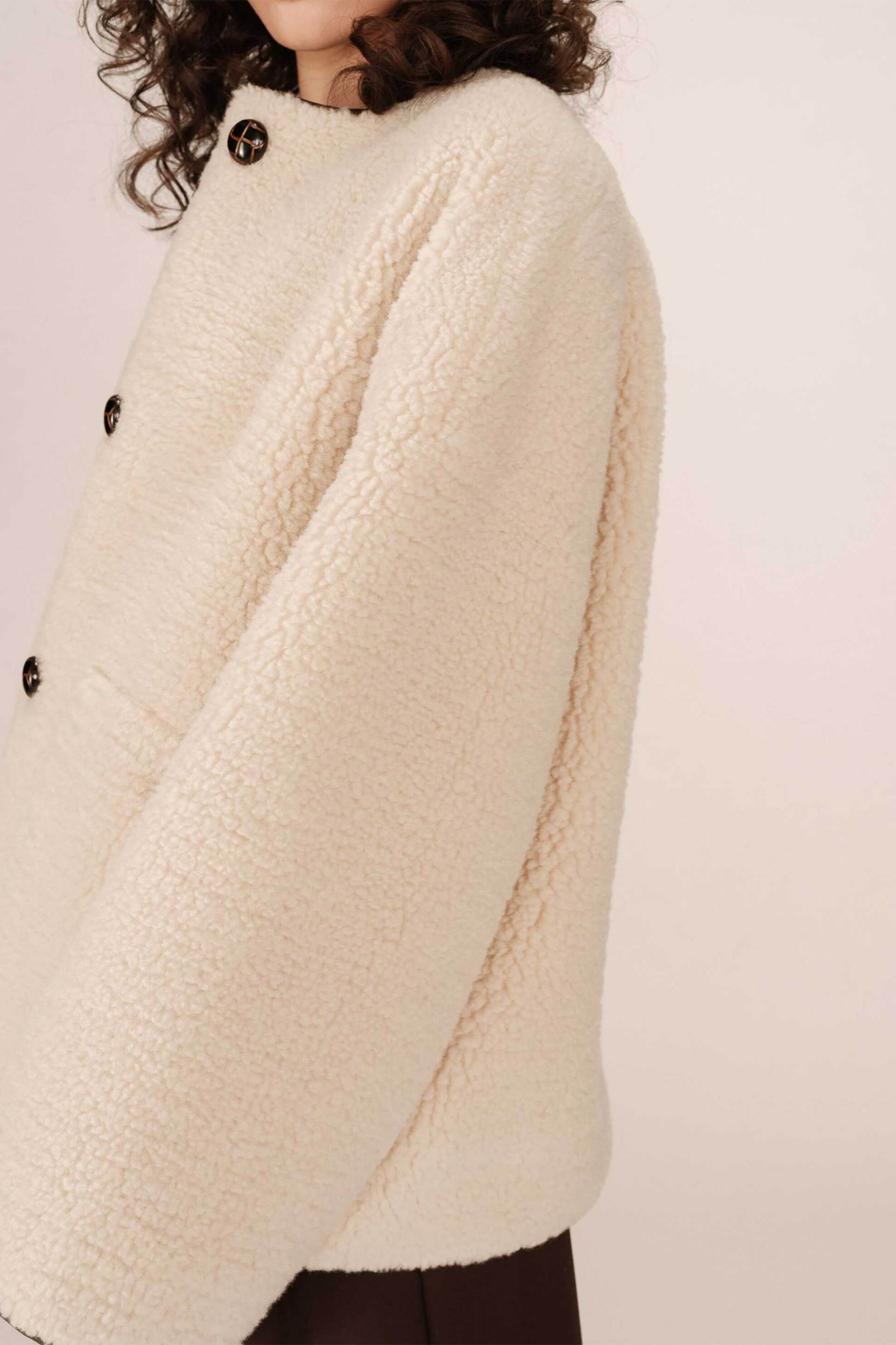 Grace & Mila γυναικείο jacket shearling "Simon" - SIMON/FW25 Εκρού φωτογραφία