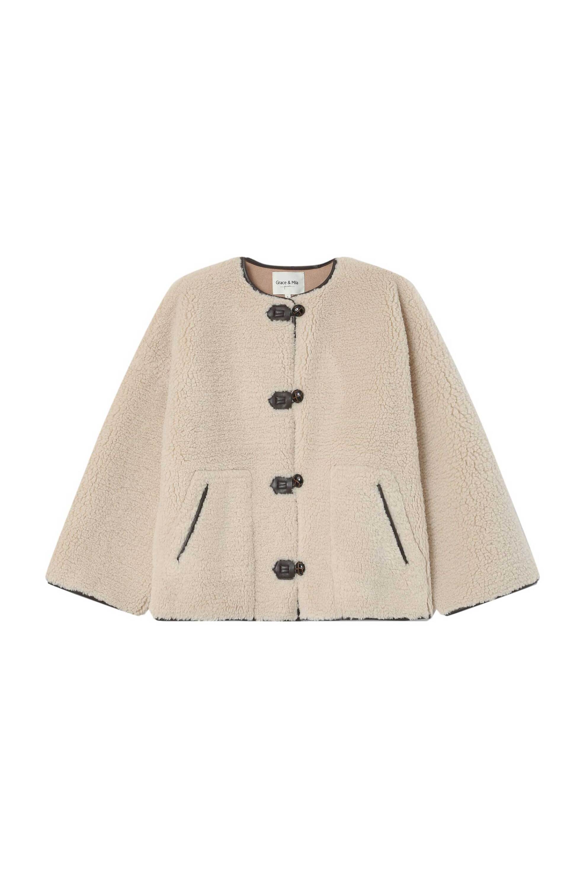 Grace & Mila γυναικείο jacket shearling "Simon" - SIMON/FW25 Εκρού φωτογραφία