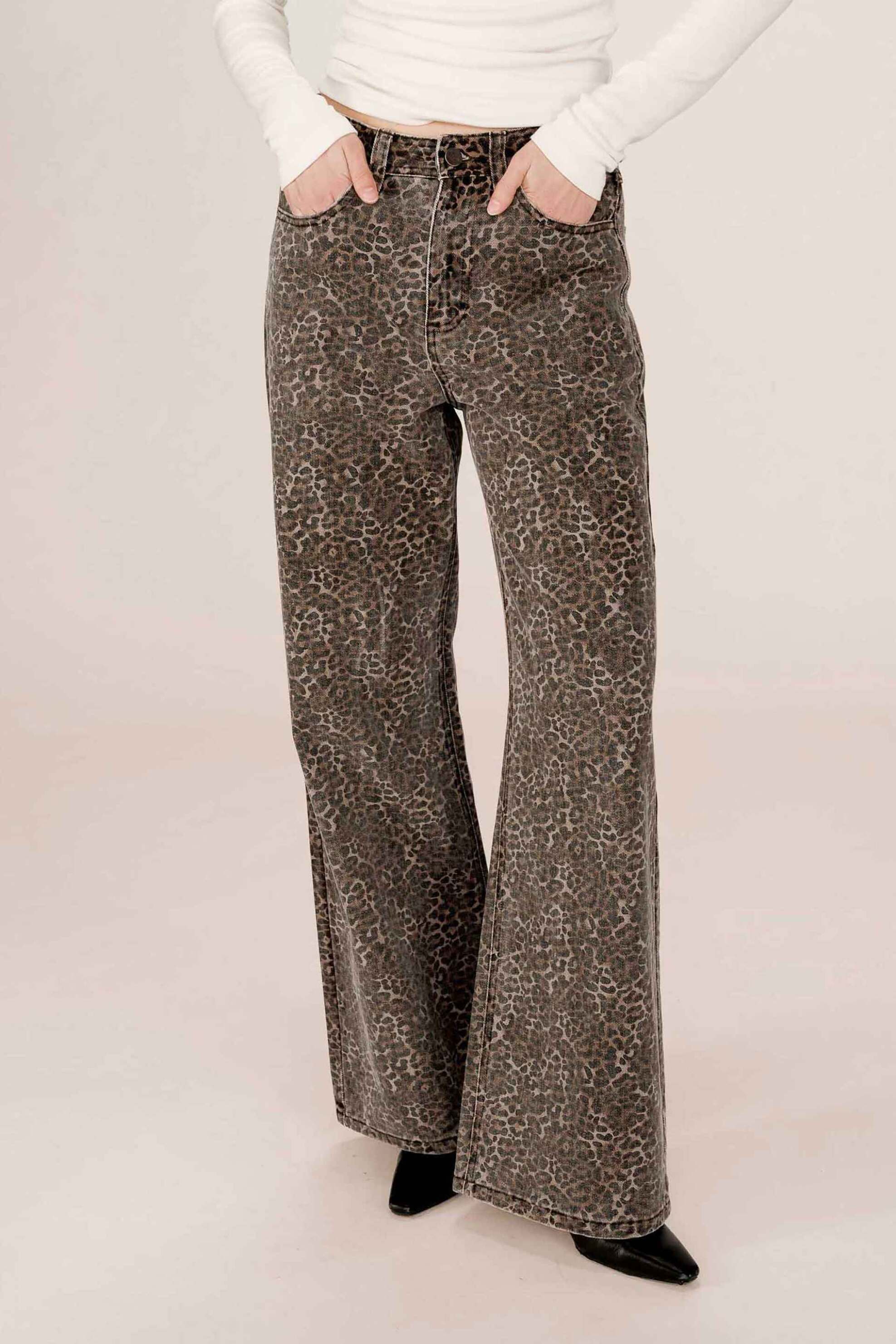 Grace & Mila γυναικείο τζιν παντελόνι leopard print "Socca" - SOCCA/FW25 Καφέ φωτογραφία