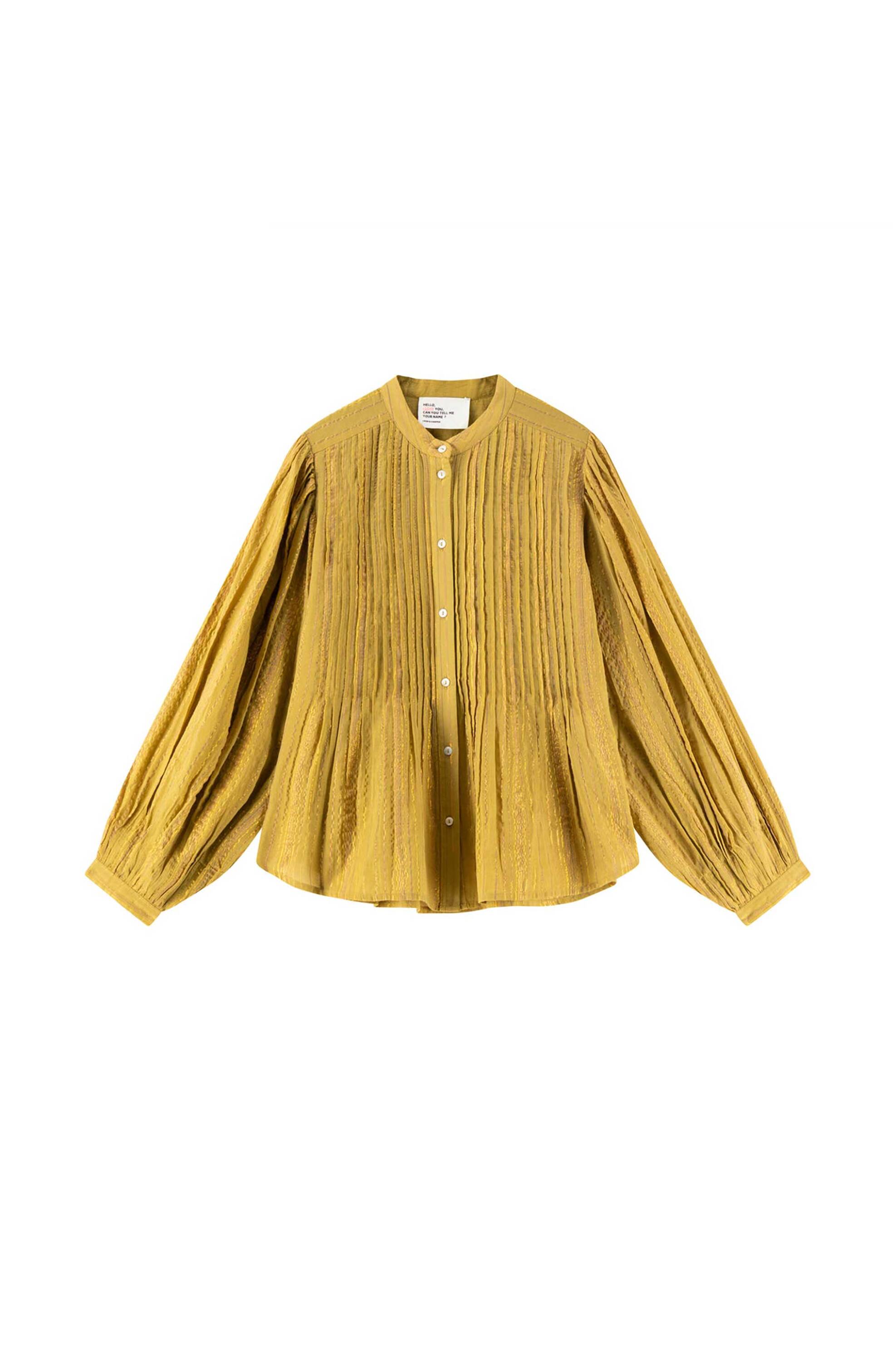 Leon & Harper γυναικείo πουκάμισο με πτυχώσεις "Charlie" - Charlie TCL12 Strp Κίτρινο φωτογραφία