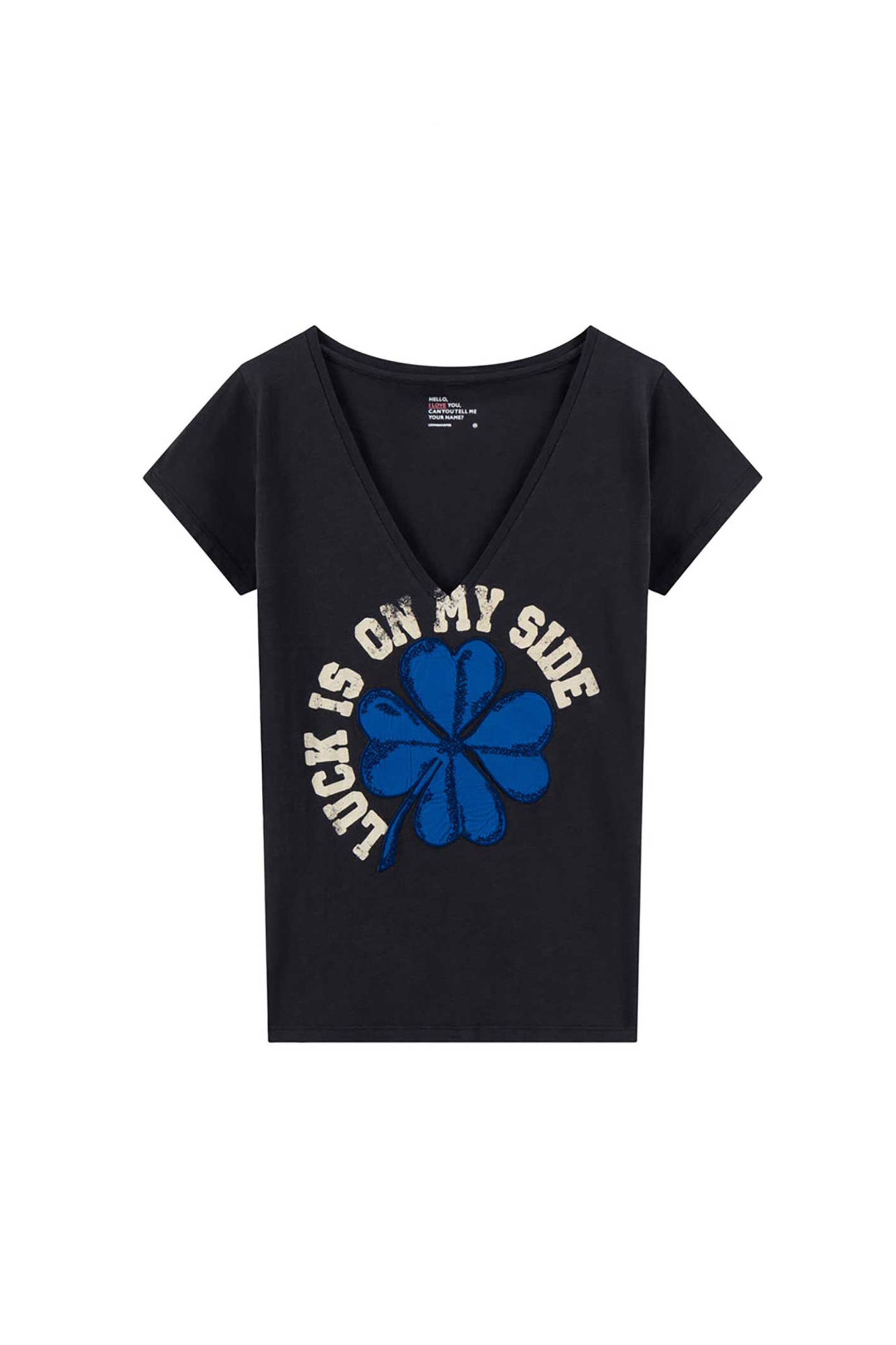 Leon & Harper γυναικείο T-shirt με print "Tonton" - Tonton JC03 Clover Ανθρακί φωτογραφία