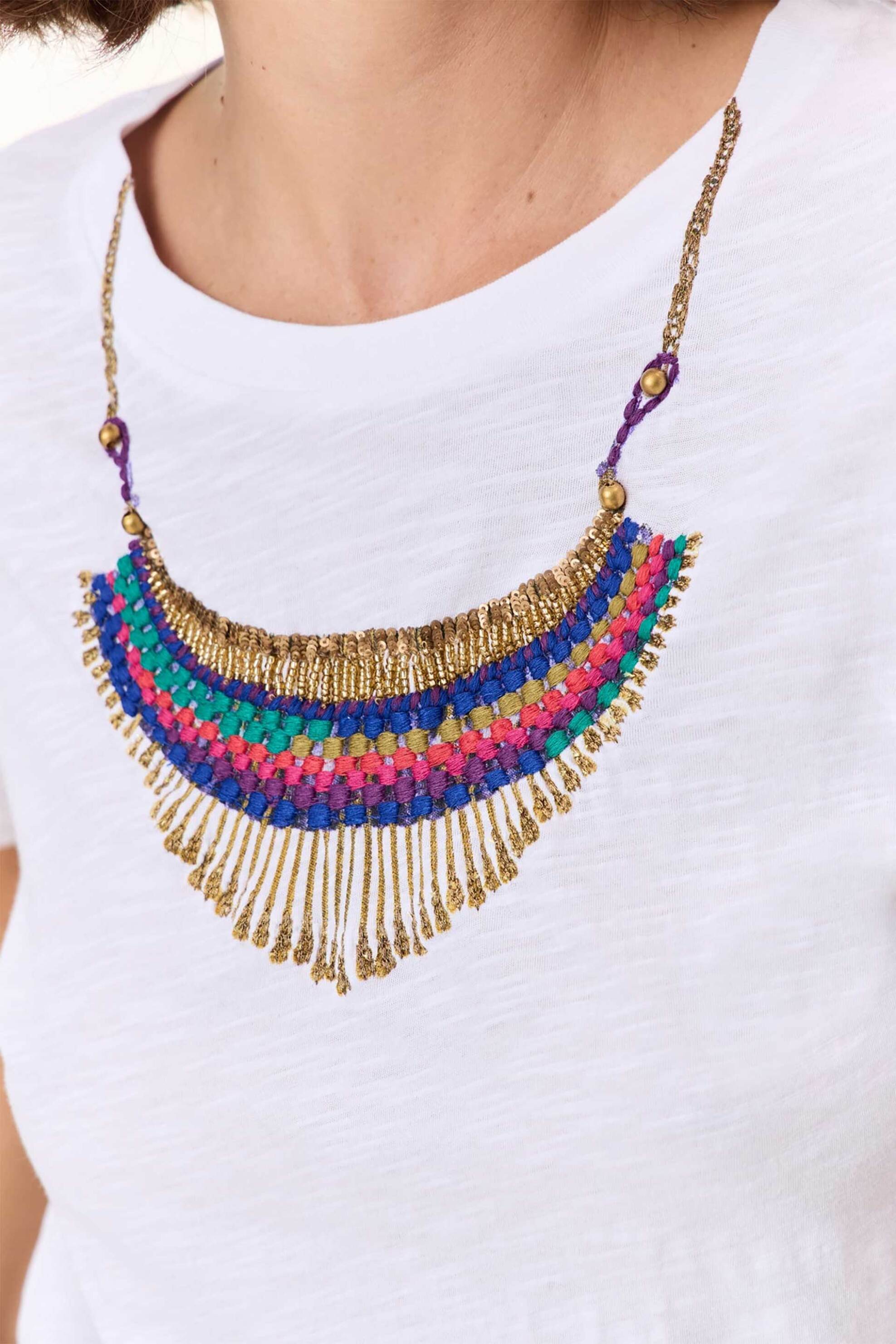 Leon & Harper γυναικείο T-shirt με μοτίβο κολιέ "Toro Collier" - Toro JC03 Collier Λευκό φωτογραφία