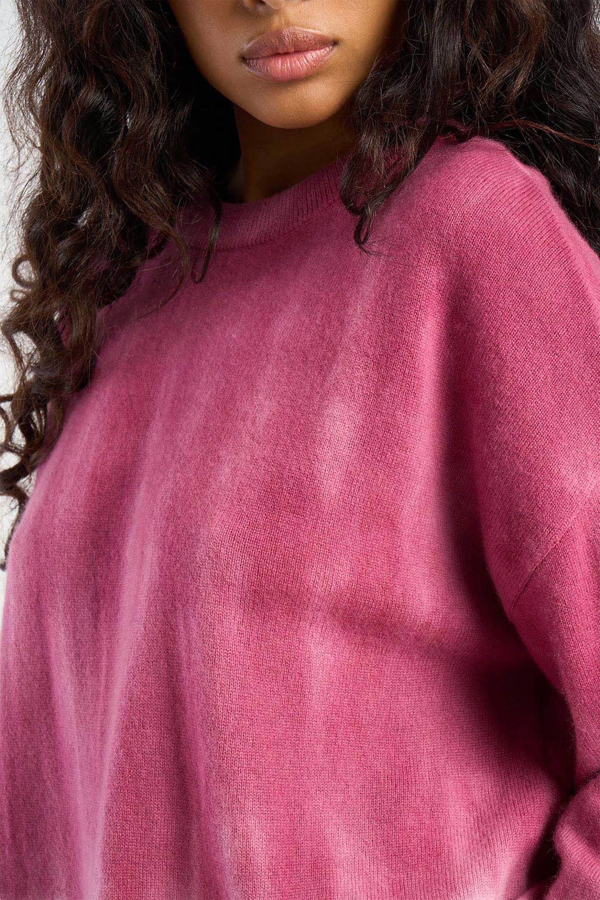 Les Tricots De Lea γυναικεία πλεκτή μπλούζα tie and dye από κασμίρι "Malouetty" - 36898 Φούξια φωτογραφία