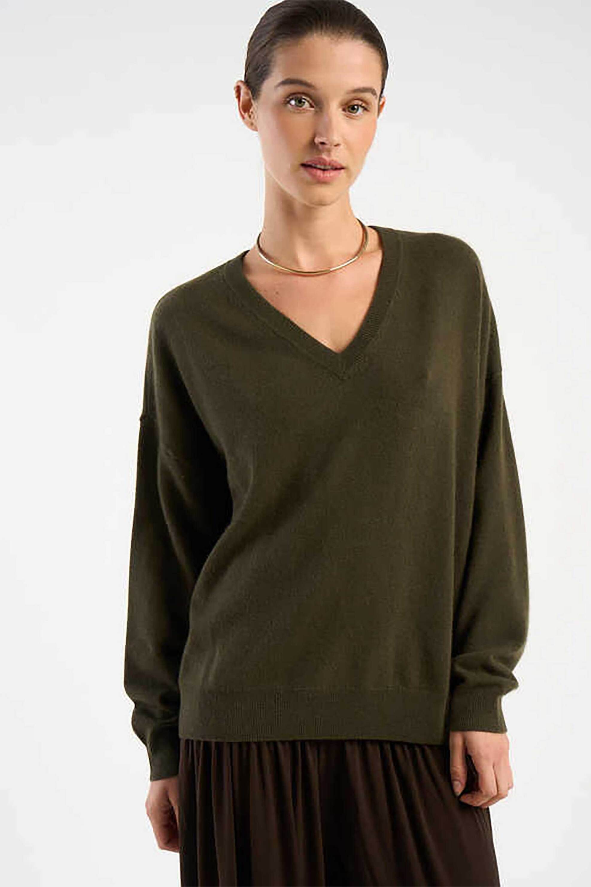 LES TRICOTS DE LEA Les Tricots De Lea γυναικεία πλεκτή μπλούζα από κασμίρι "Mapoupy" - 37025 Χακί