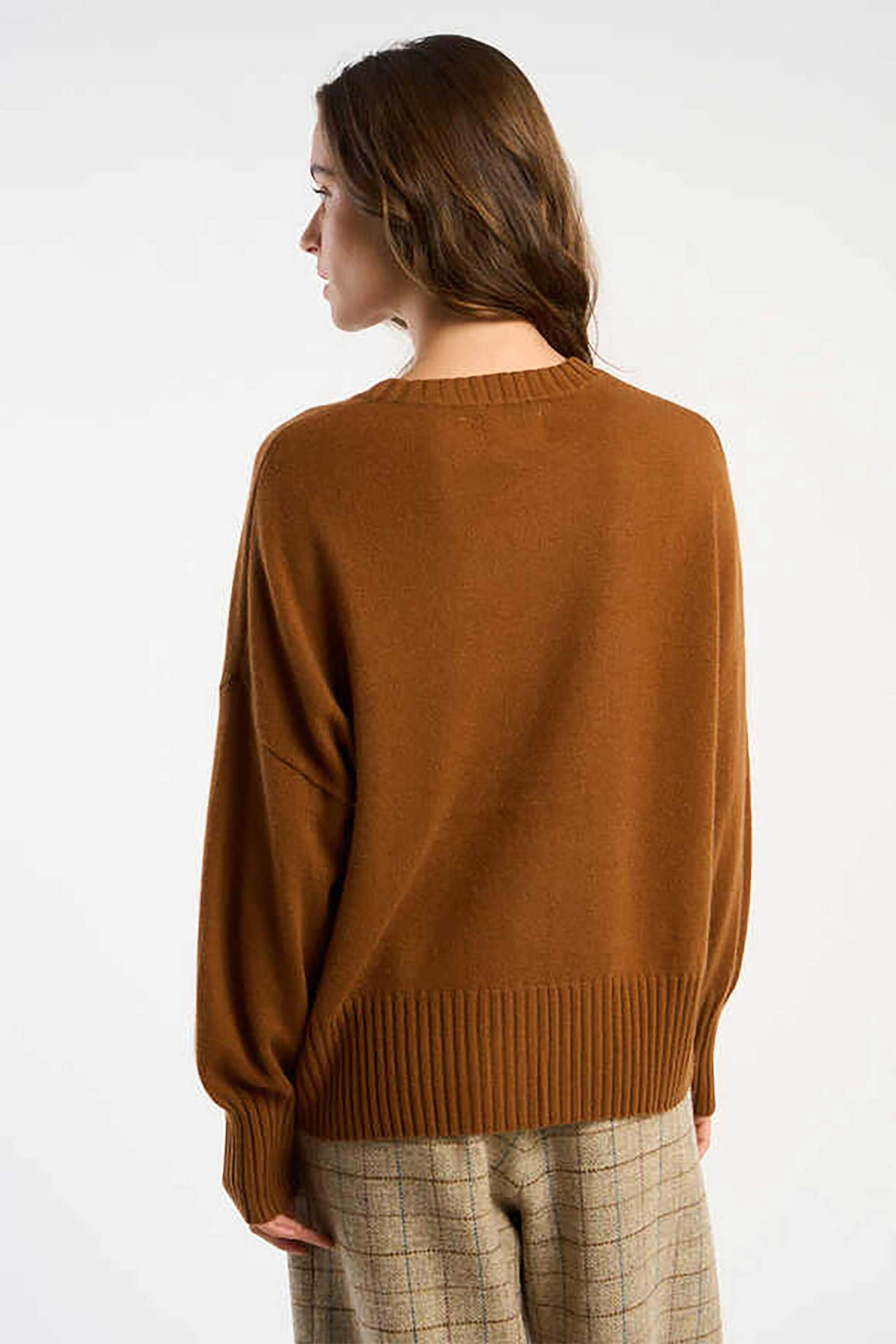 Les Tricots De Lea γυναικεία πλεκτή μπλούζα από κασμίρι "Monptilya" - 37028 Καφέ φωτογραφία