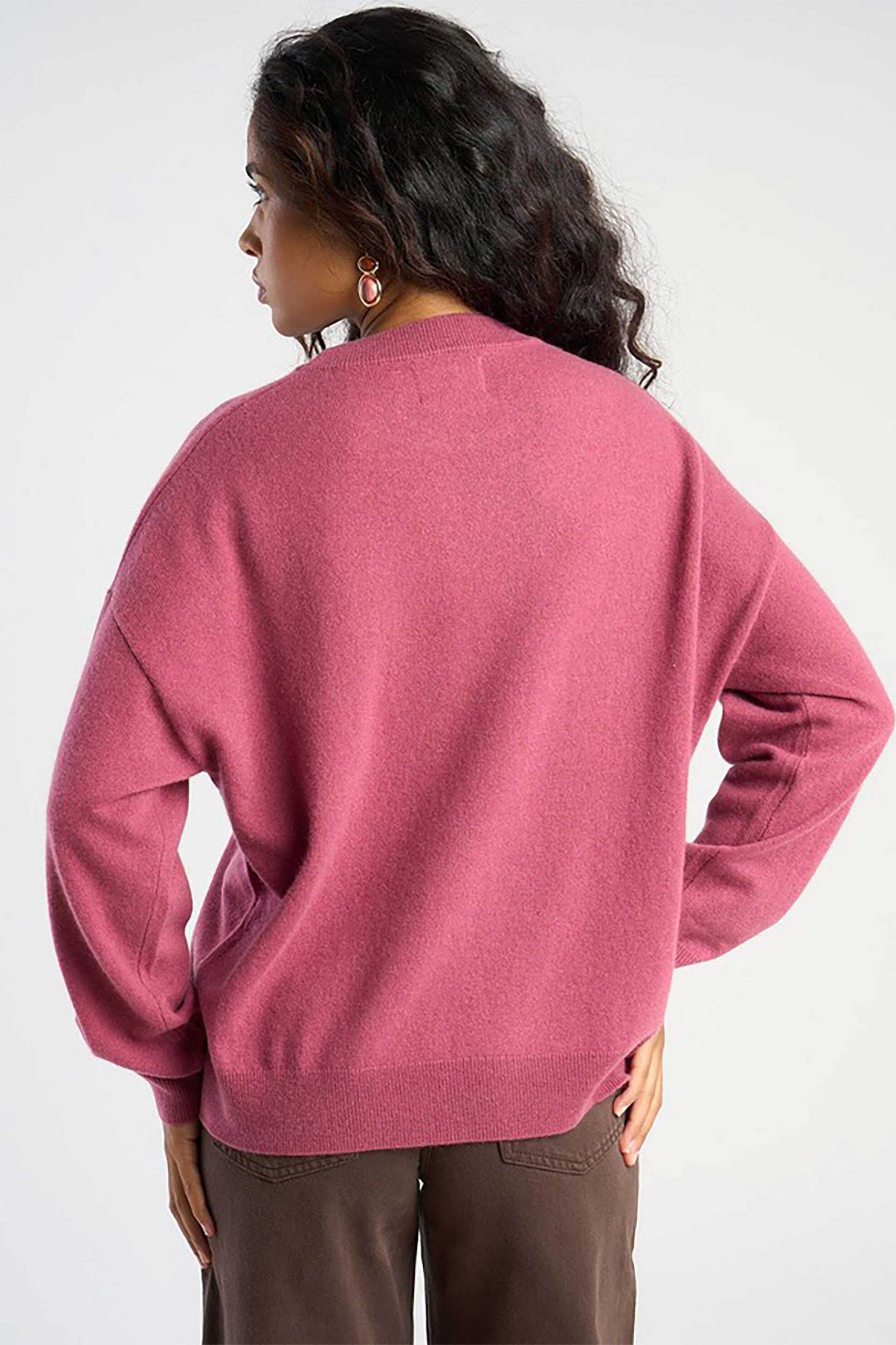 Les Tricots De Lea γυναικεία πλεκτή μπλούζα από κασμίρι oversized "Mapoupette" - 37047 Φούξια φωτογραφία