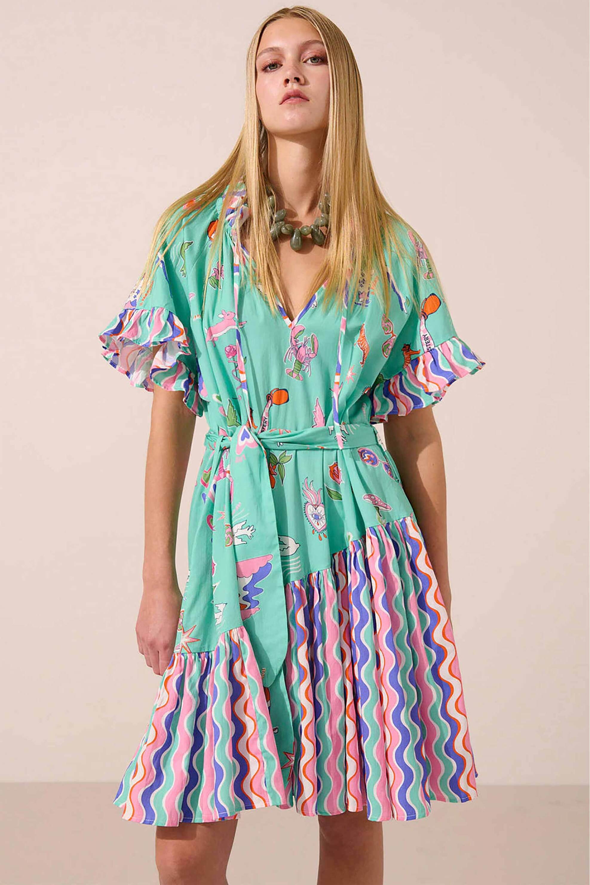 PAOLITA Paolita γυναικείο mini φόρεμα βαμβακερό με all-over print "Playground Love Diana" - DR2521DD-PL Πολύχρωμο