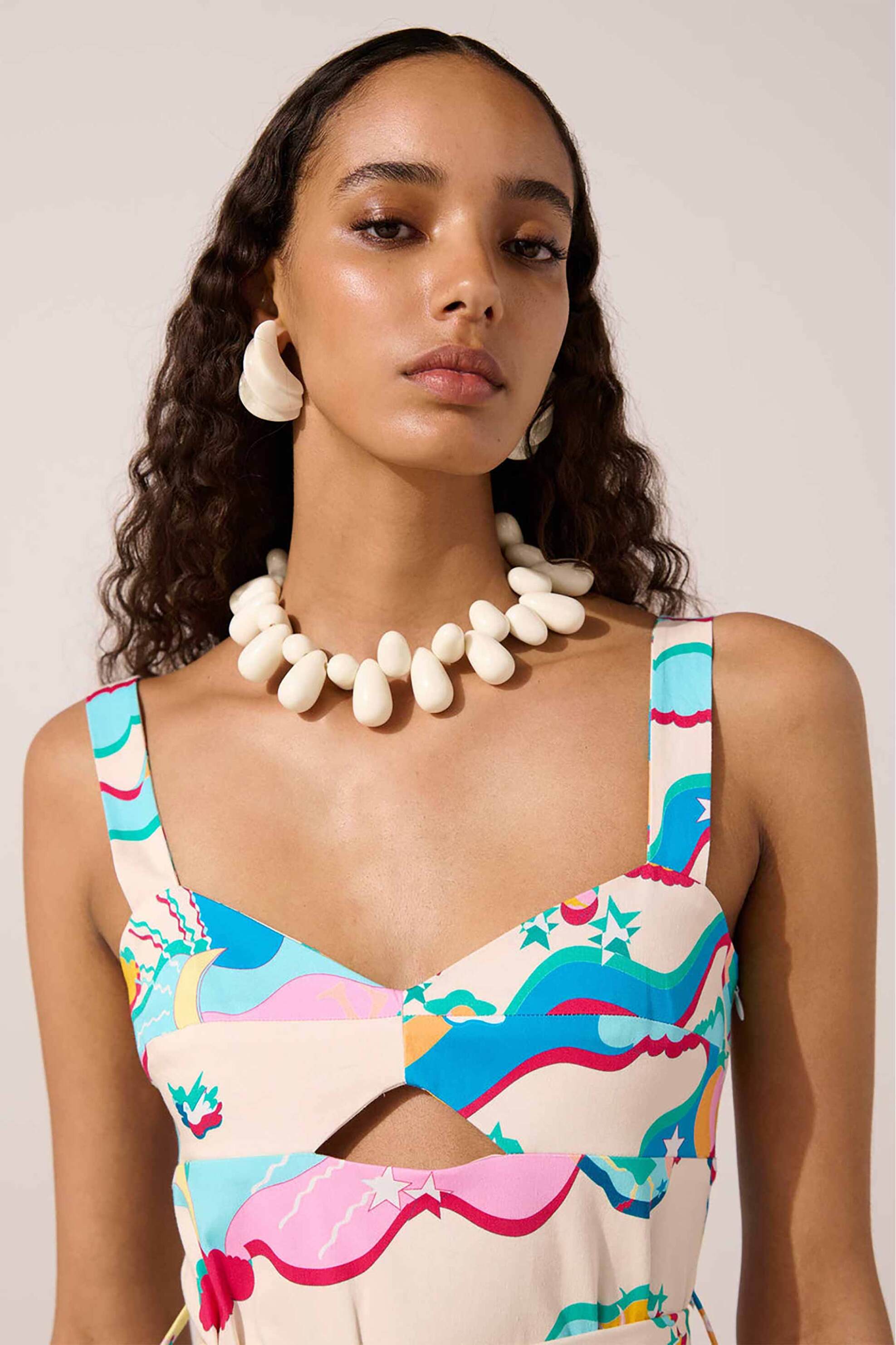 Paolita γυναικείο mini αμάνικο φόρεμα με all-over print και cut out "Astroelevator Selena" - DR2524SE-AE Πολύχρωμο φωτογραφία