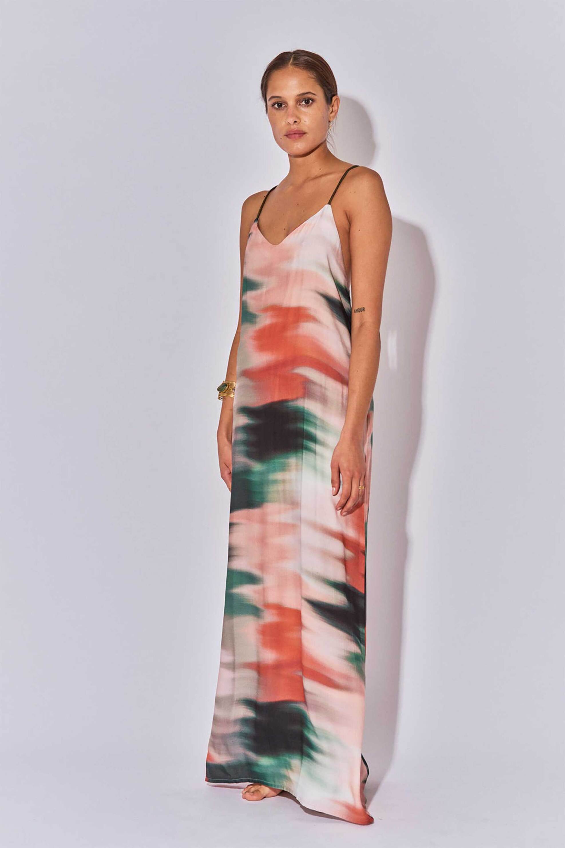 BELIZA Beliza γυναικείο maxi φόρεμα tie dye "Dina" - DINAPRINT/SS25 Πολύχρωμο