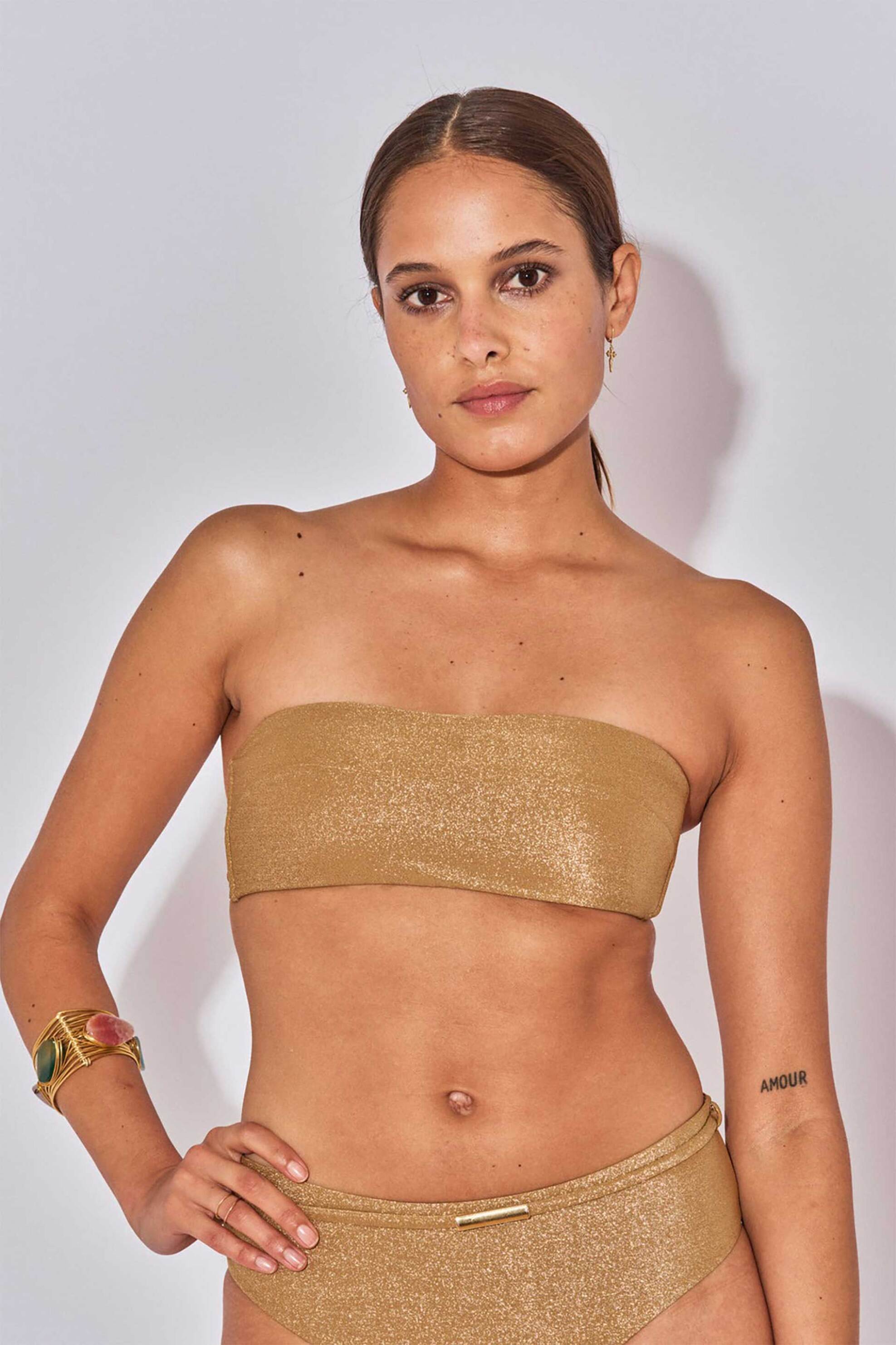 BELIZA Beliza γυναικείο μαγιό τοπ bandeau "Junia Gold Lurex" - JUNIATOPLX/SS25 Χρυσό
